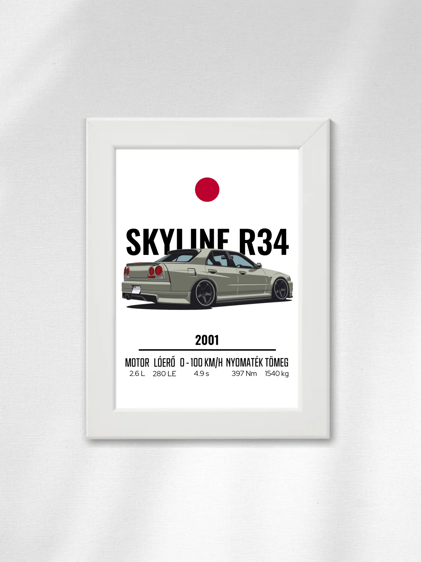 Autó illusztráció - Skyline R34 28. - Falikép