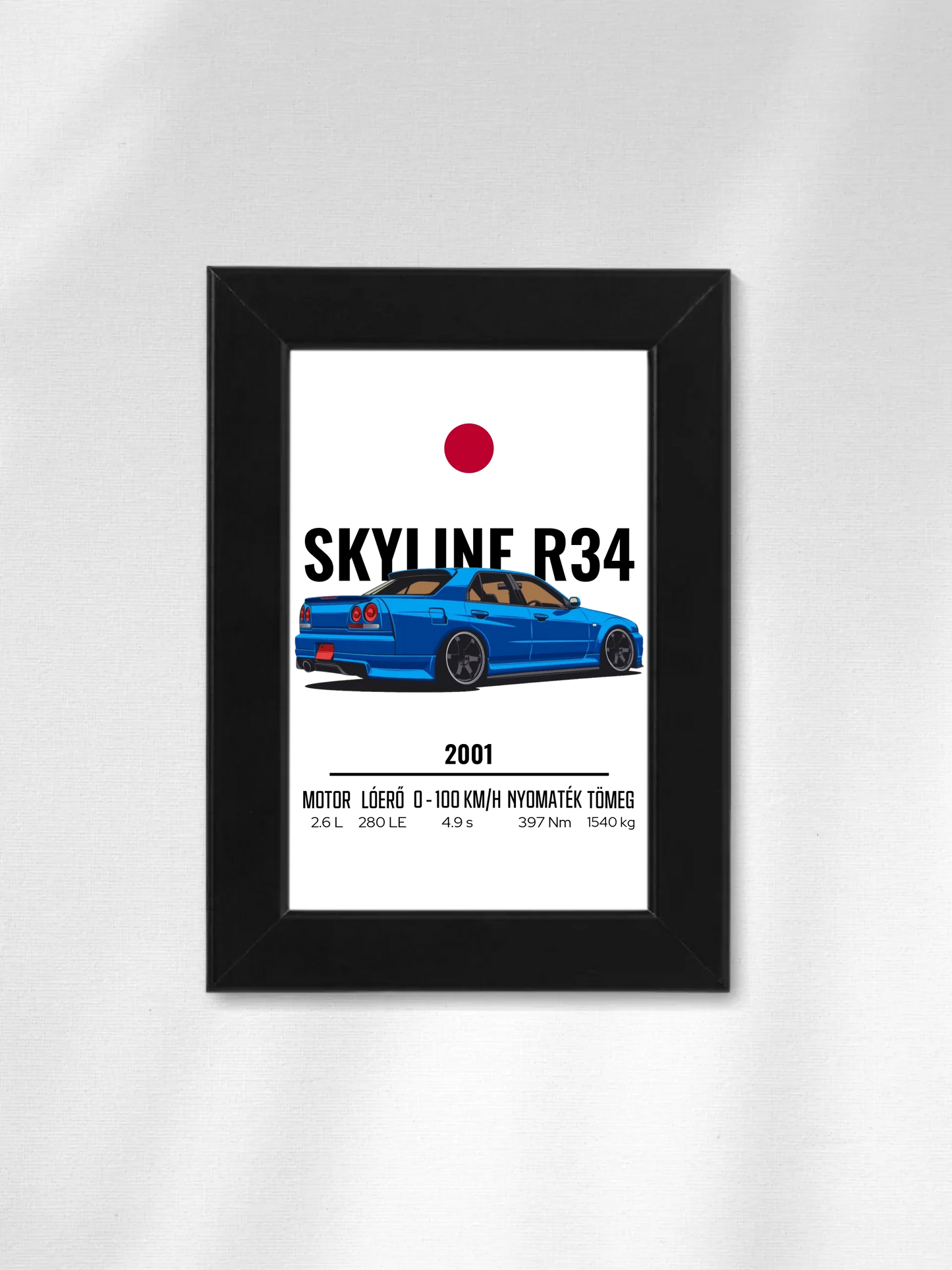 Autó illusztráció - Skyline R34 27. - Falikép