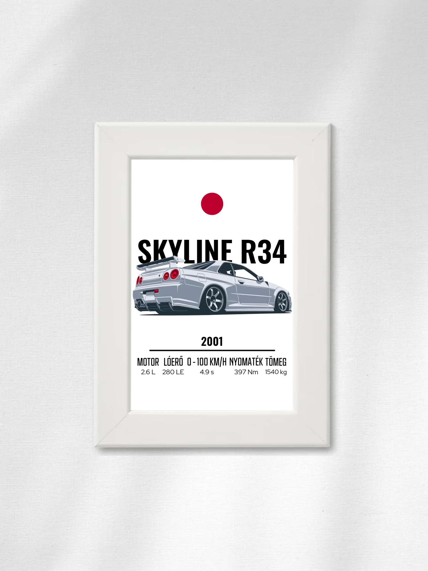 Autó illusztráció - Skyline R34 29. - Falikép