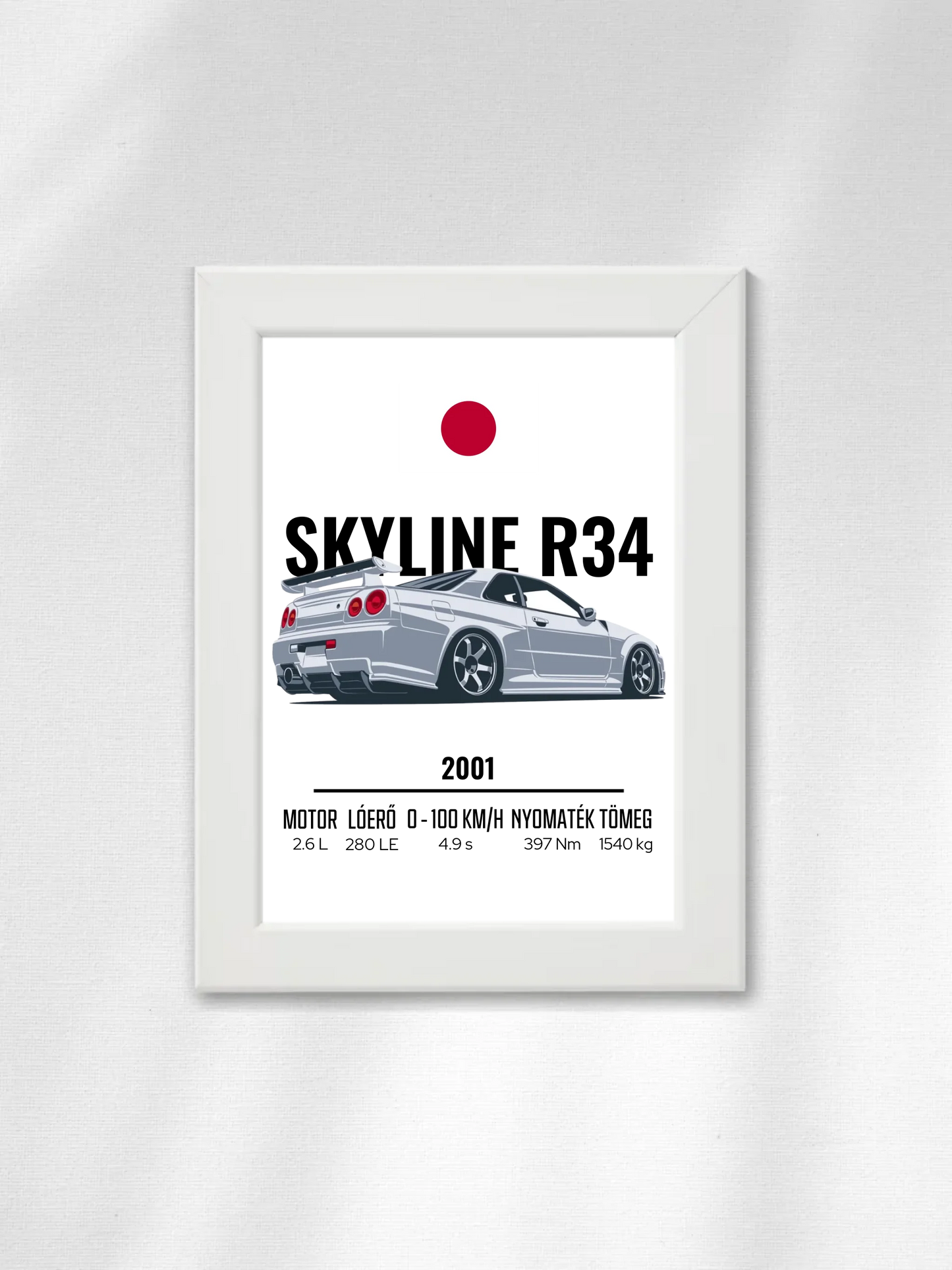 Autó illusztráció - Skyline R34 29. - Falikép