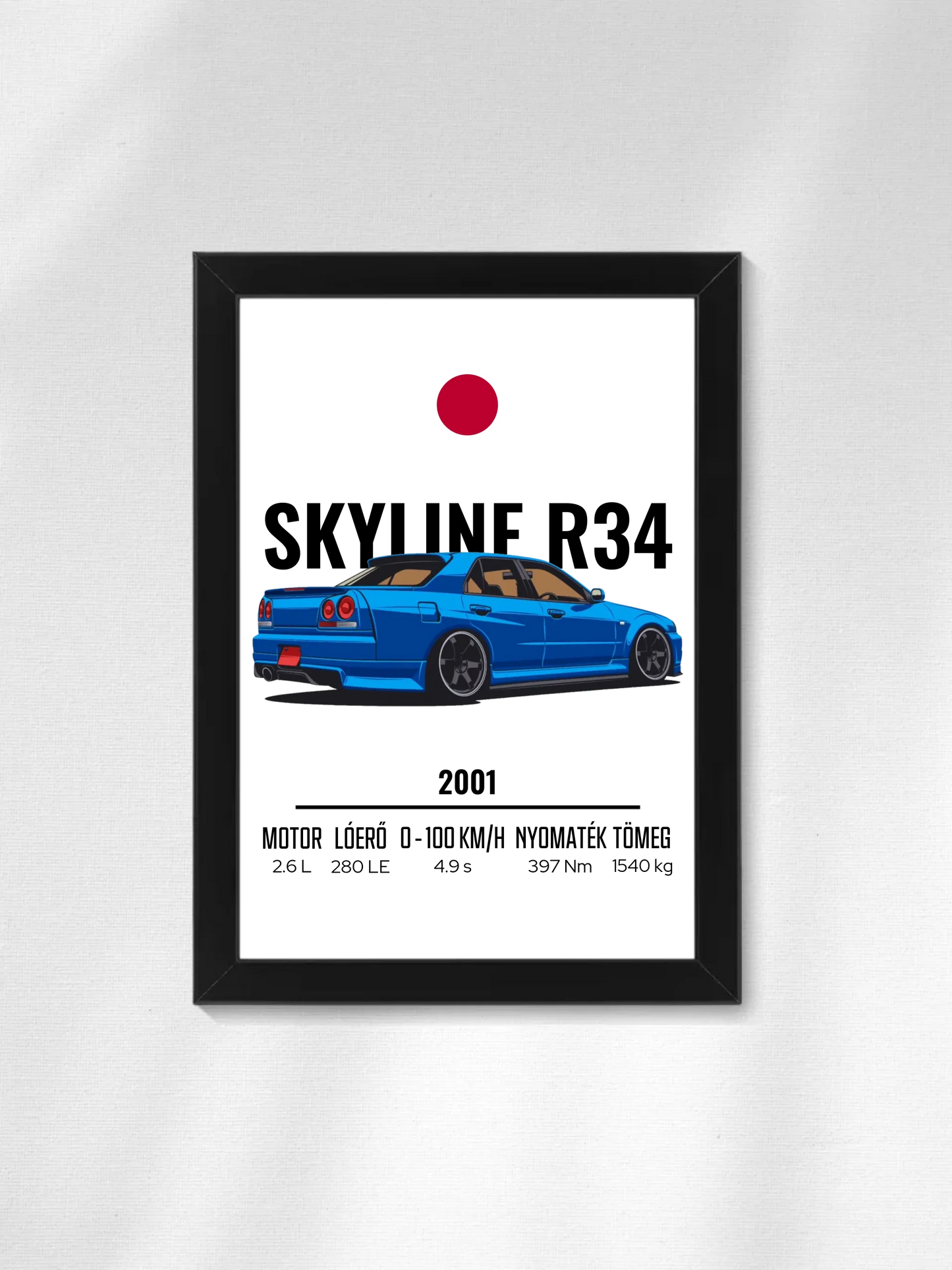 Autó illusztráció - Skyline R34 27. - Falikép