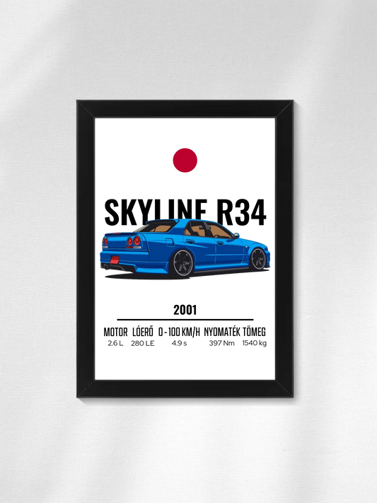 Autó illusztráció - Skyline R34 27. - Falikép