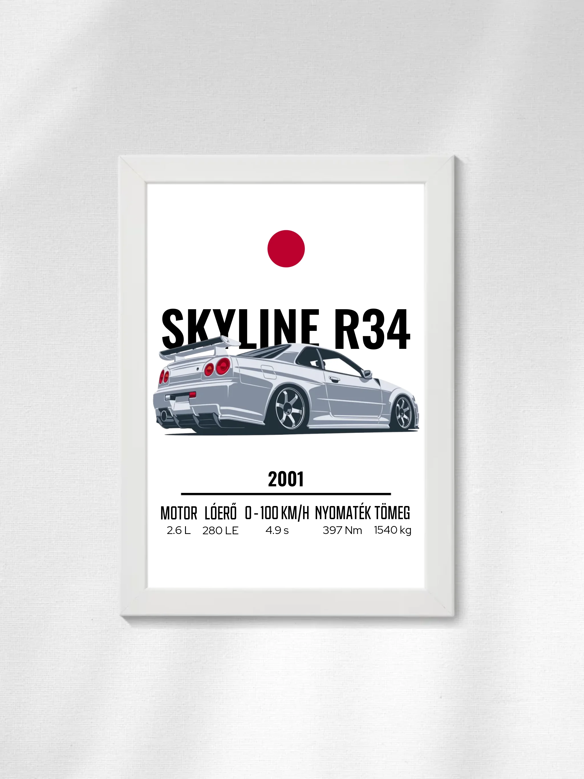 Autó illusztráció - Skyline R34 29. - Falikép