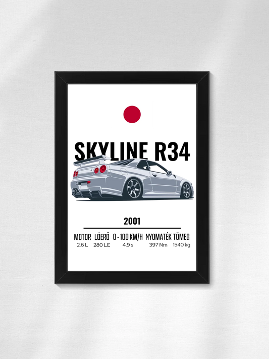 Autó illusztráció - Skyline R34 29. - Falikép