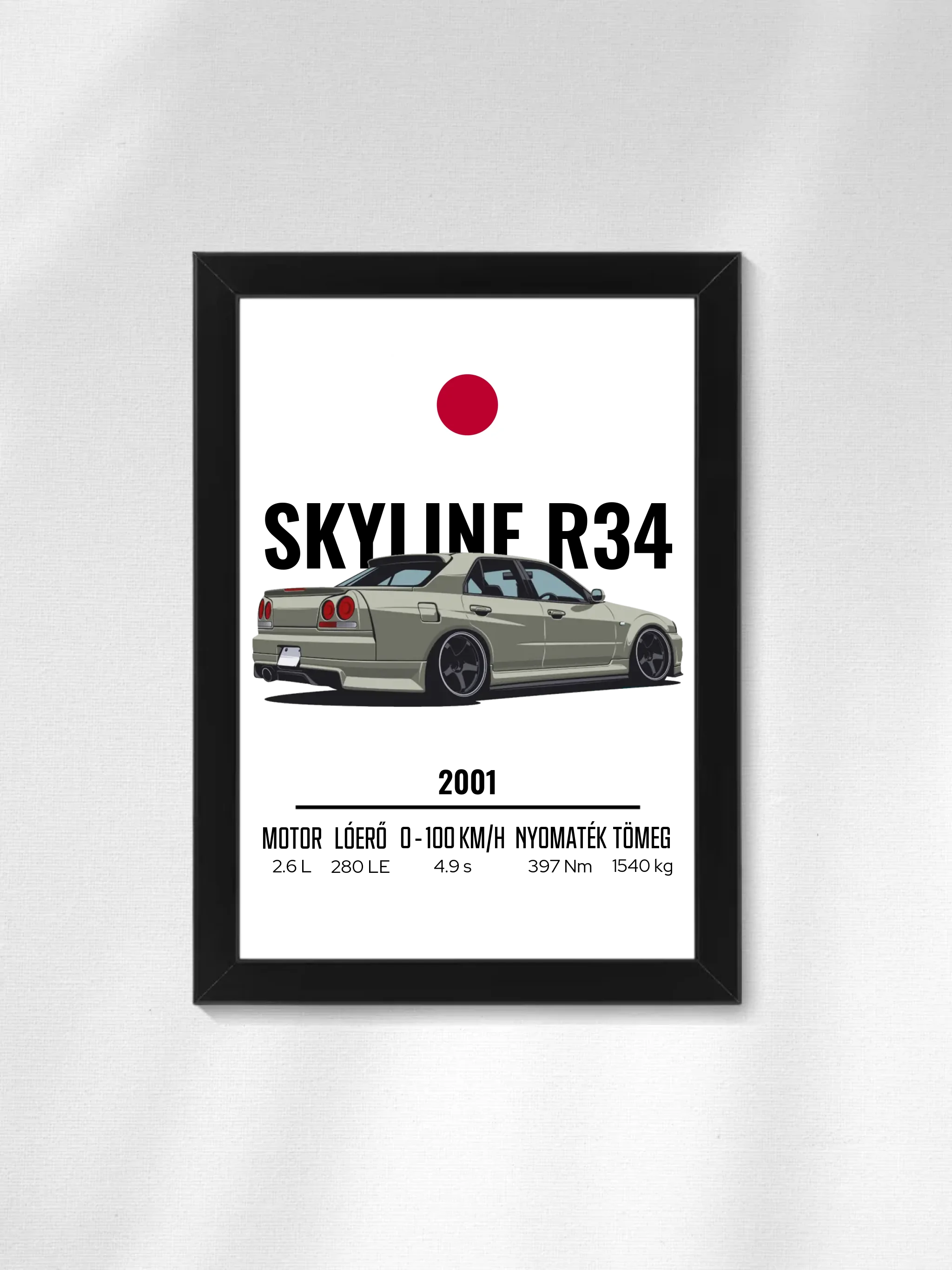 Autó illusztráció - Skyline R34 28. - Falikép