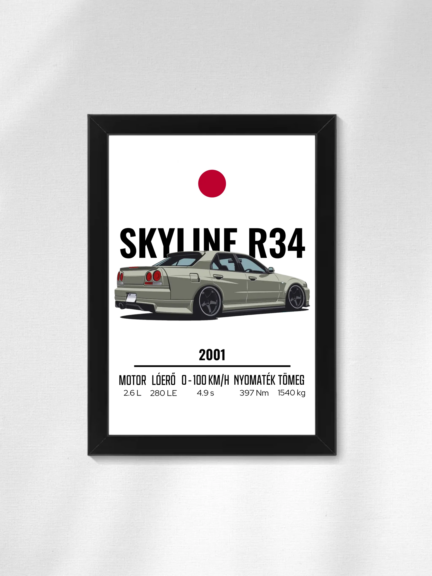 Autó illusztráció - Skyline R34 28. - Falikép