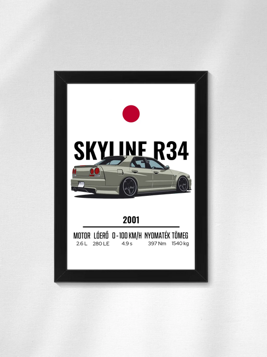 Autó illusztráció - Skyline R34 28. - Falikép