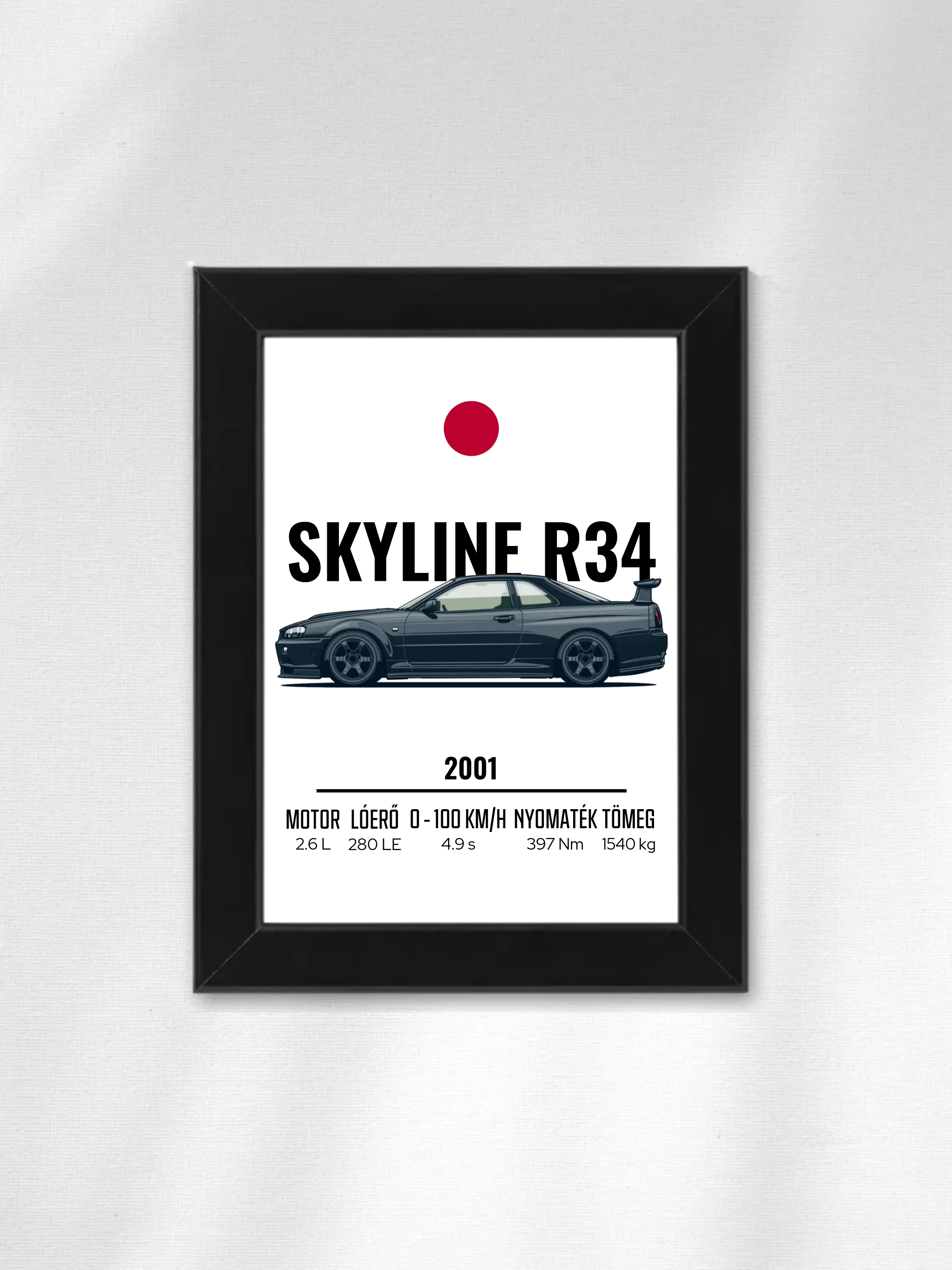 Autó illusztráció - Skyline R34 33. - Falikép