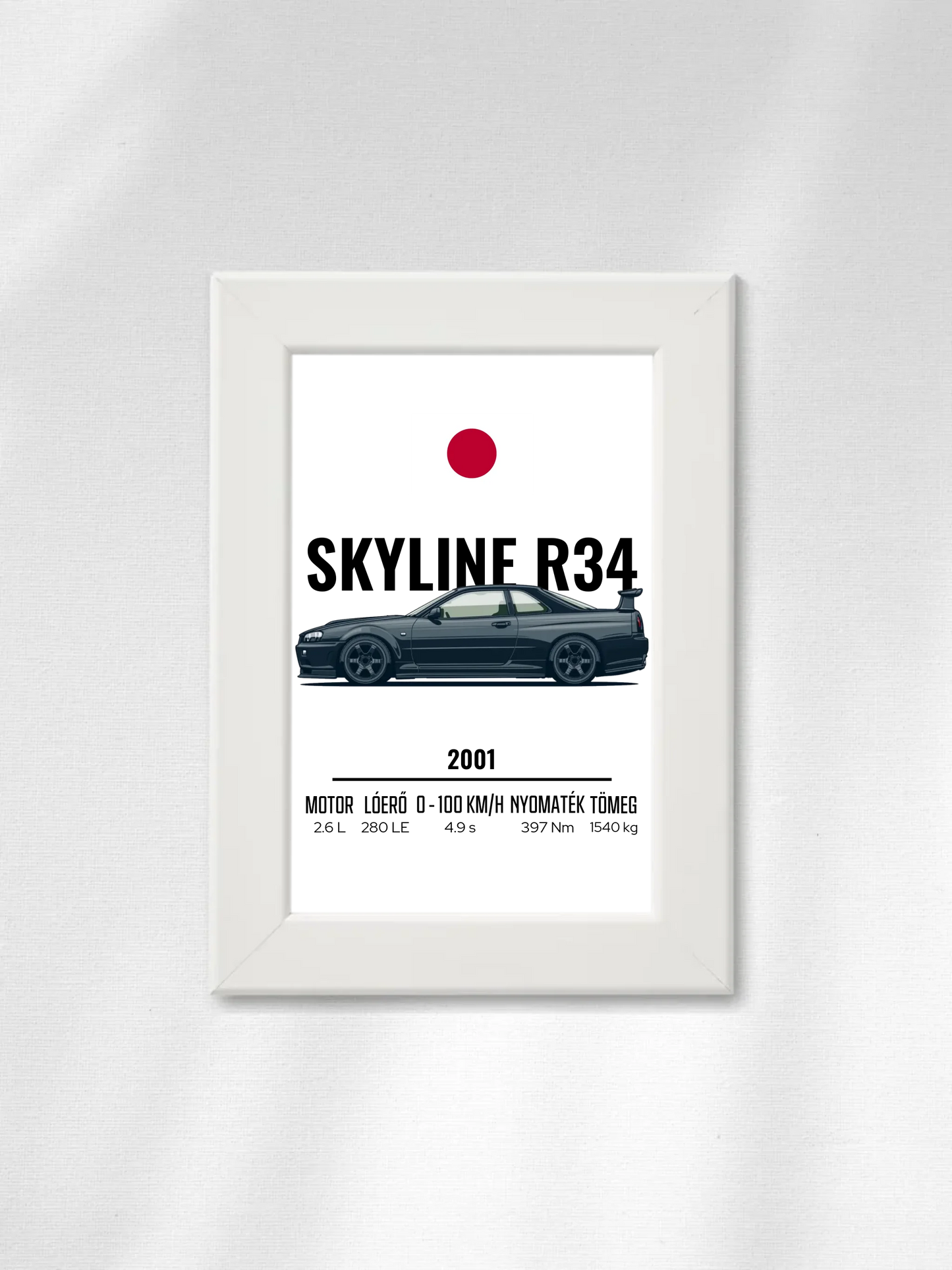 Autó illusztráció - Skyline R34 33. - Falikép