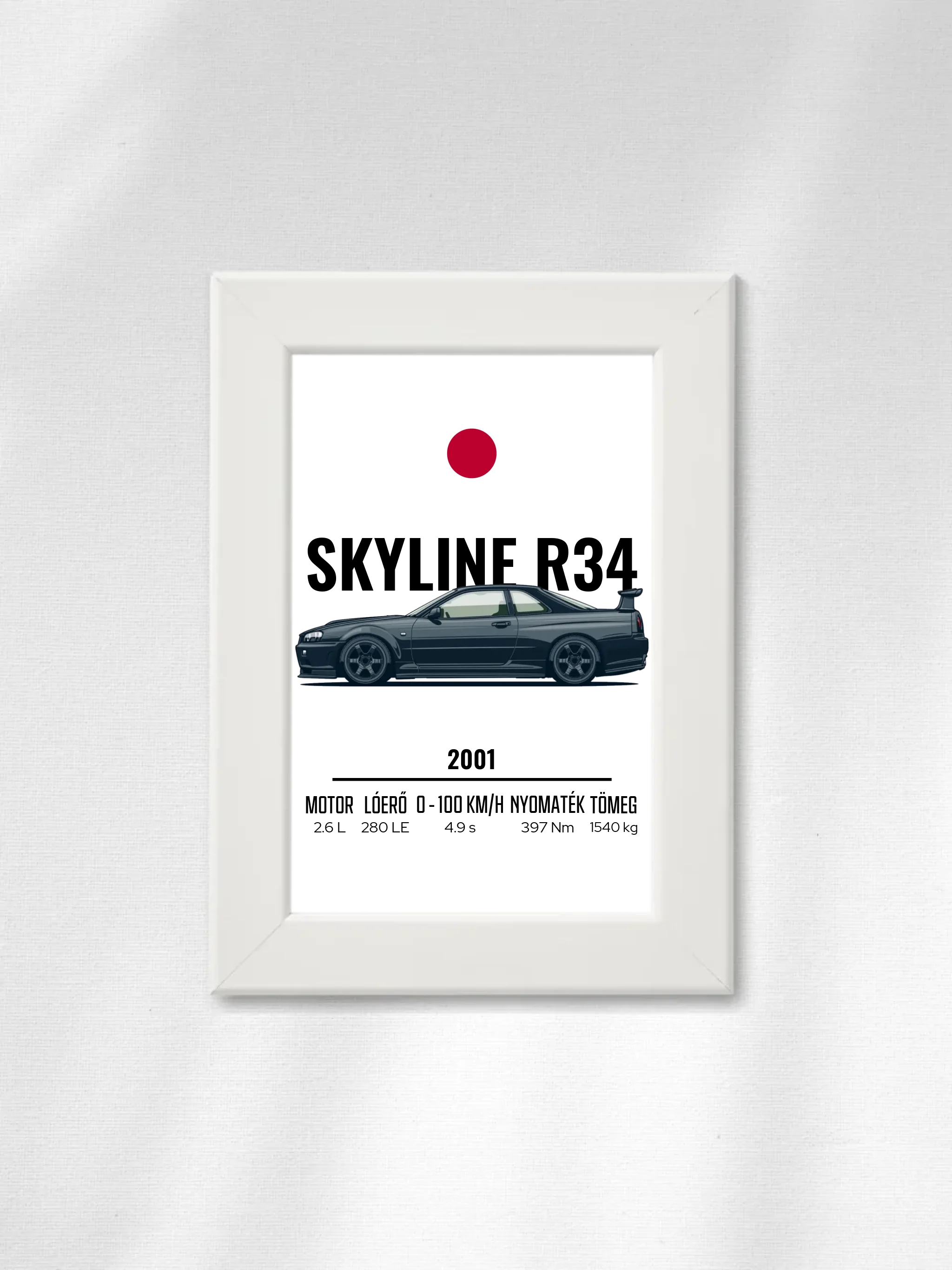Autó illusztráció - Skyline R34 33. - Falikép