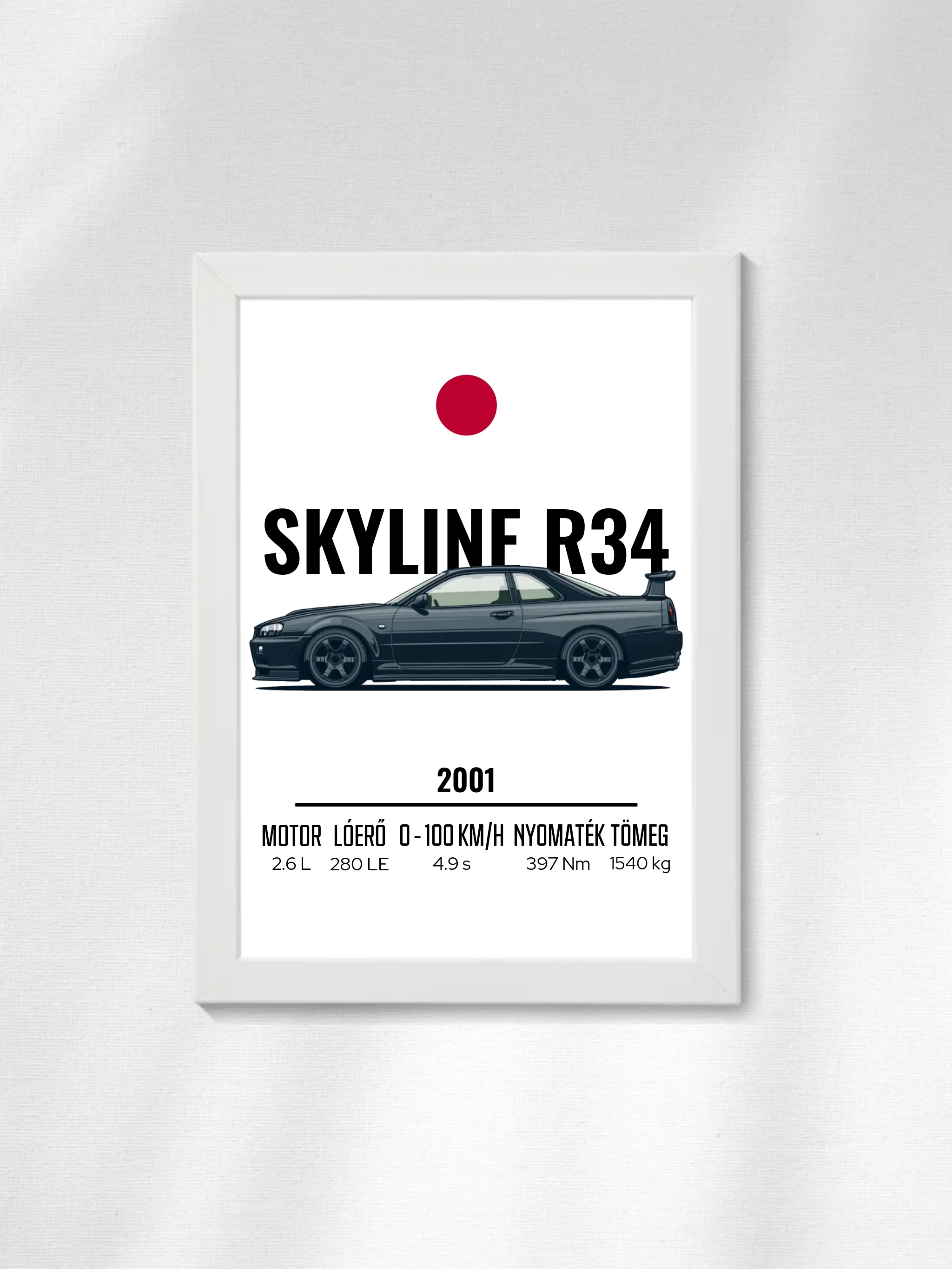 Autó illusztráció - Skyline R34 33. - Falikép