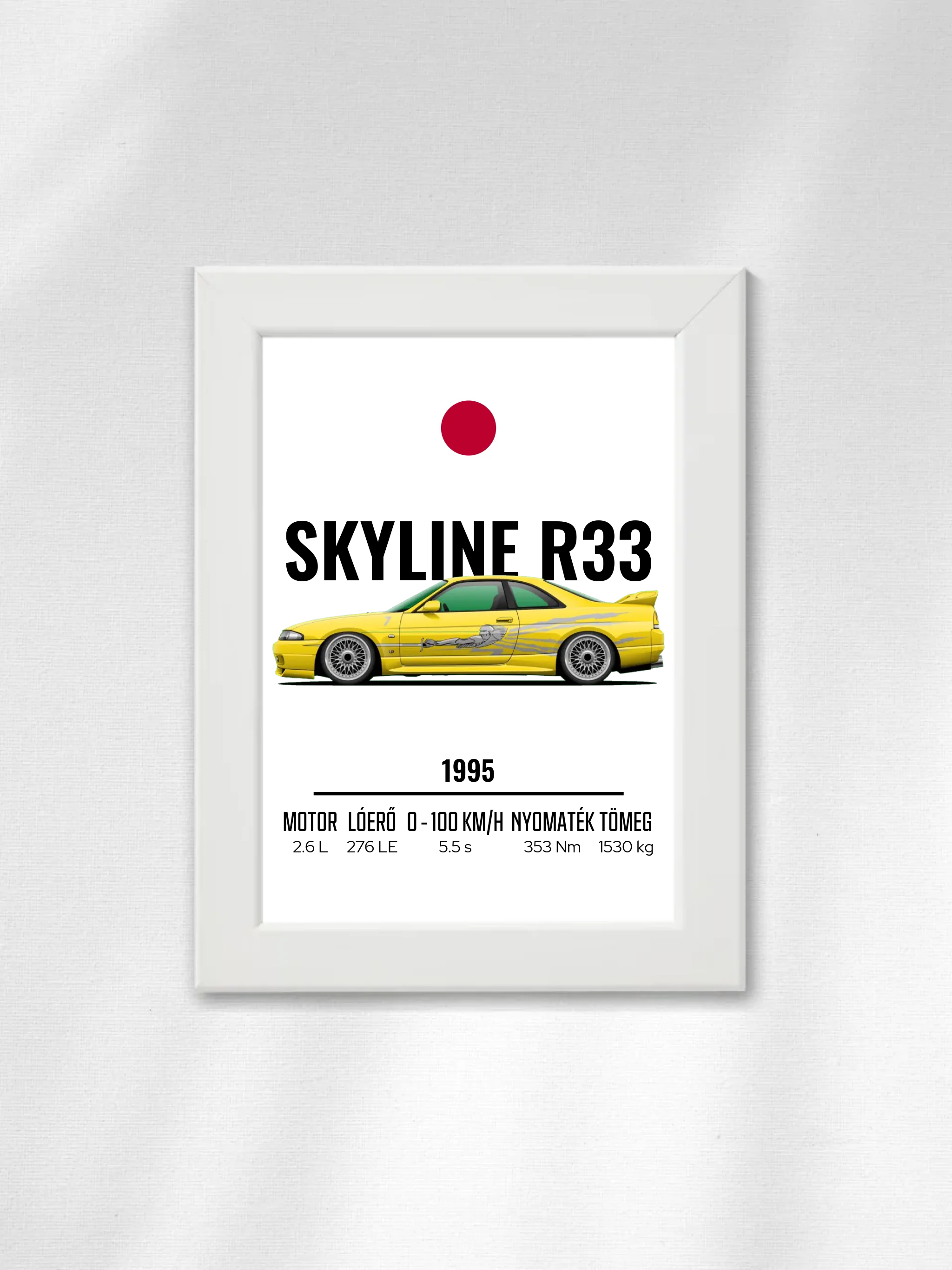 Autó illusztráció - Skyline R33 39. - Falikép