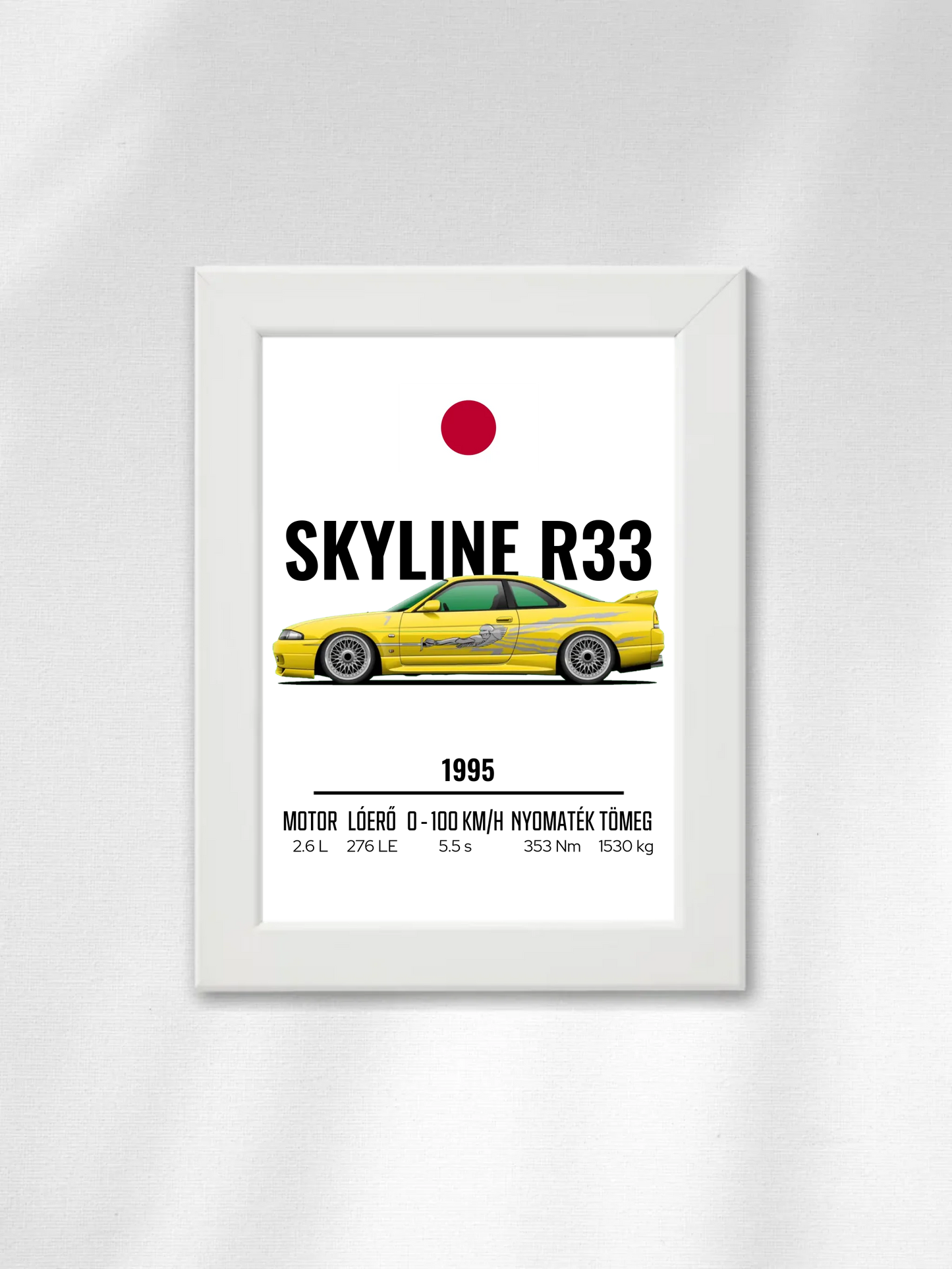 Autó illusztráció - Skyline R33 39. - Falikép