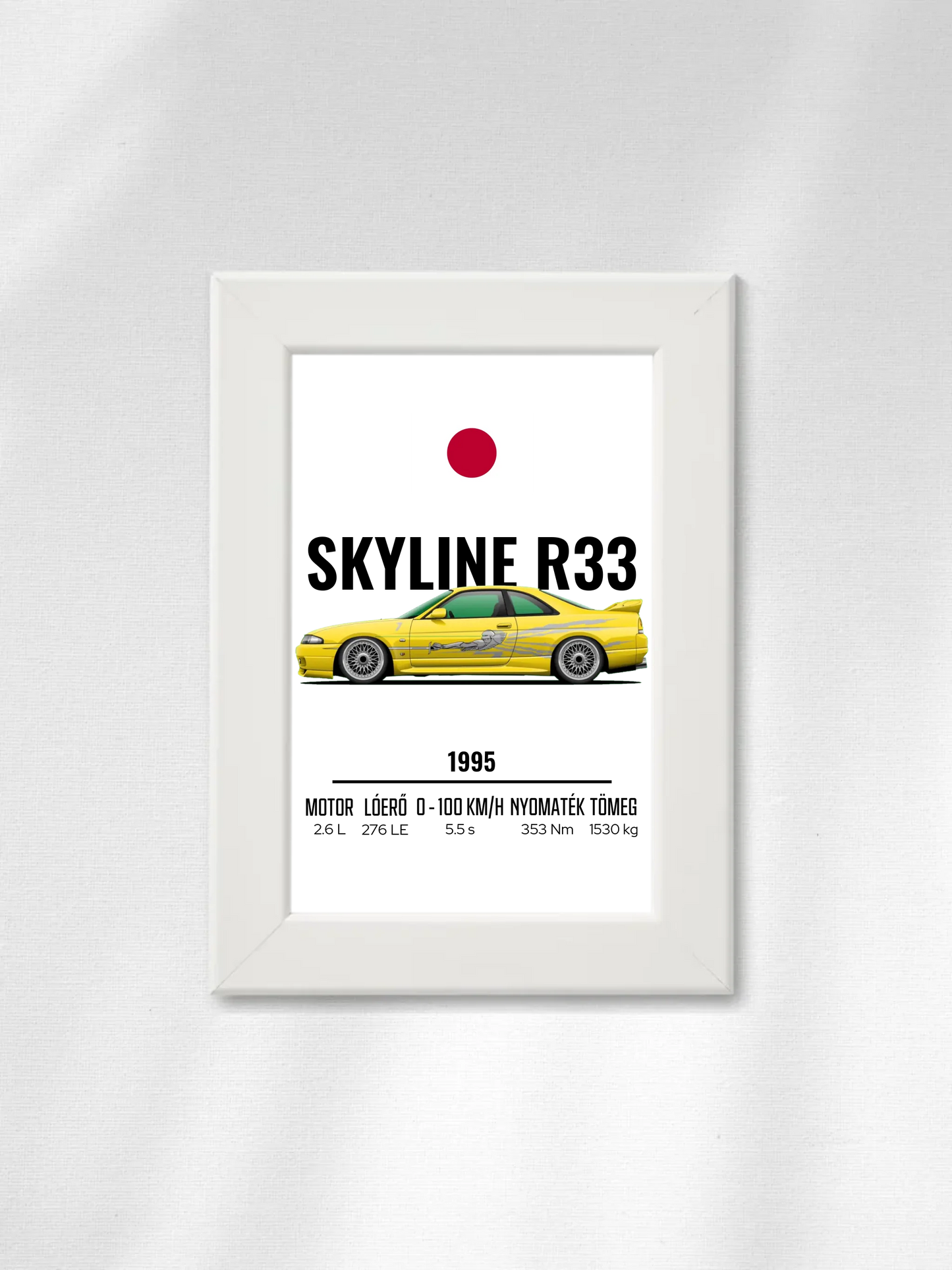 Autó illusztráció - Skyline R33 39. - Falikép