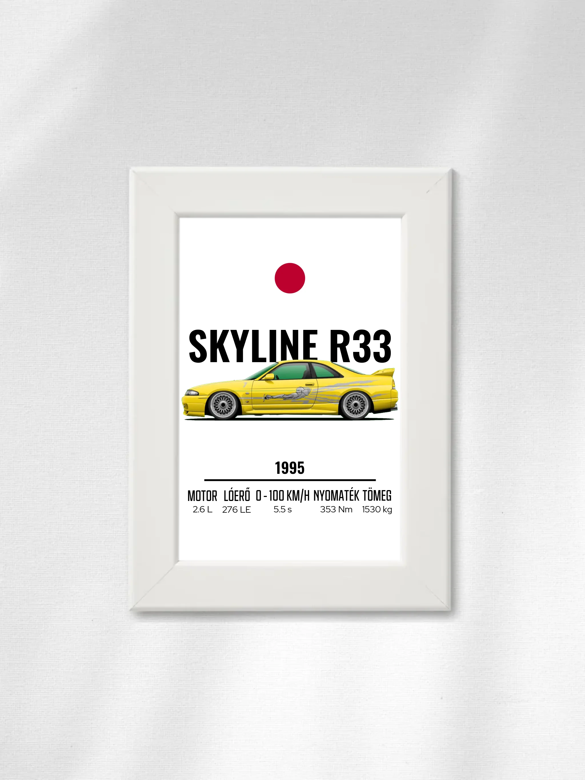 Autó illusztráció - Skyline R33 39. - Falikép