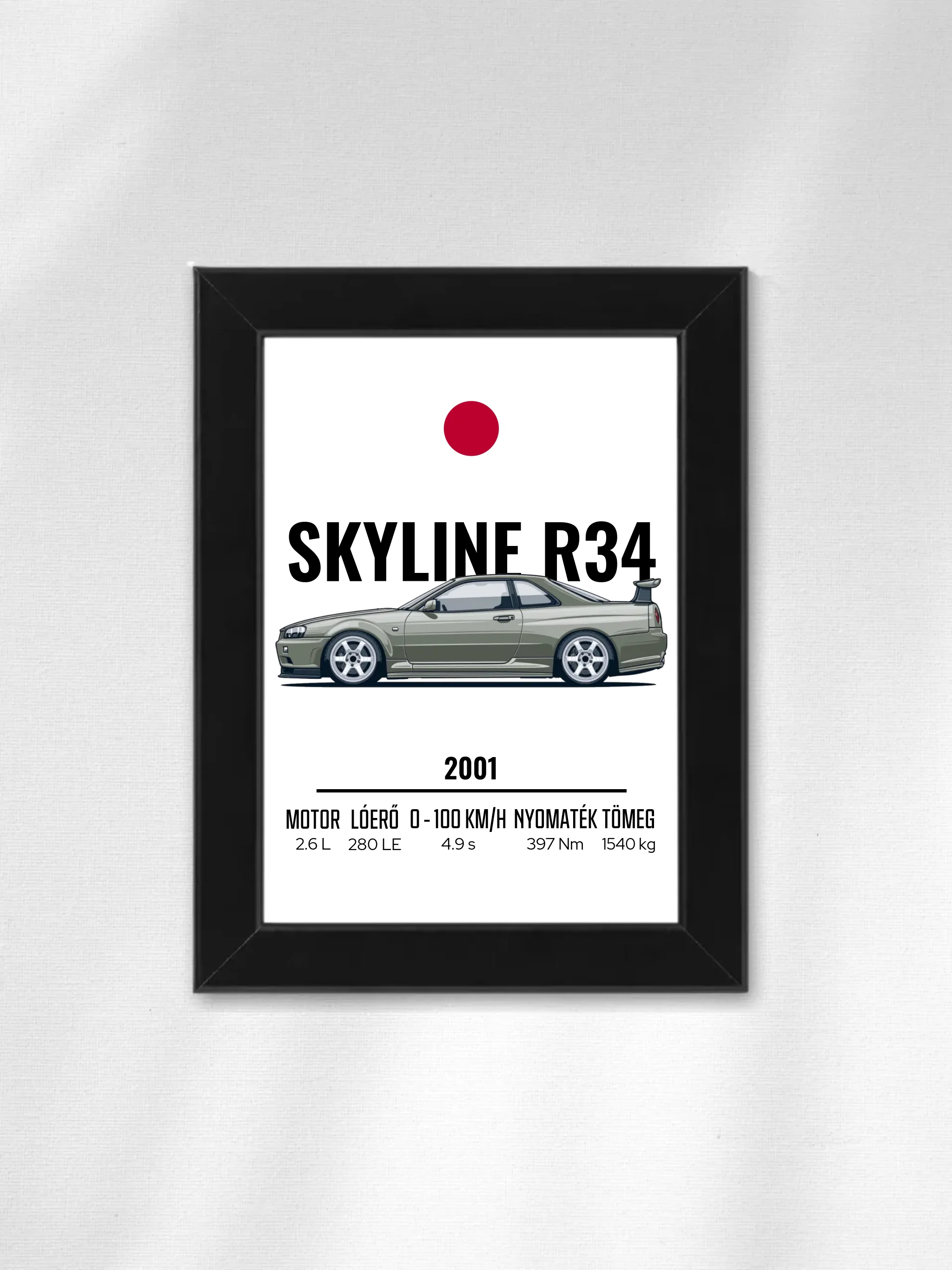 Autó illusztráció - Skyline R34 40. - Falikép