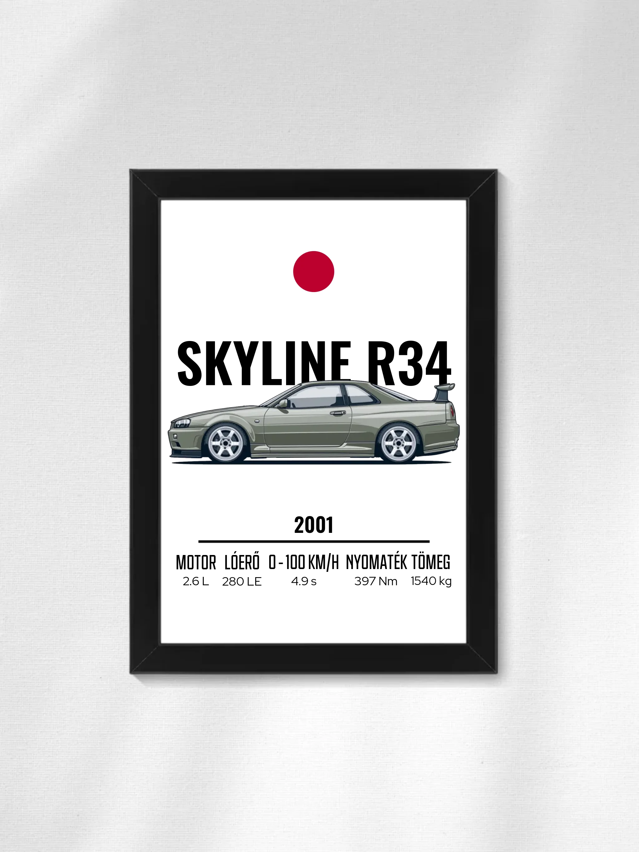 Autó illusztráció - Skyline R34 40. - Falikép