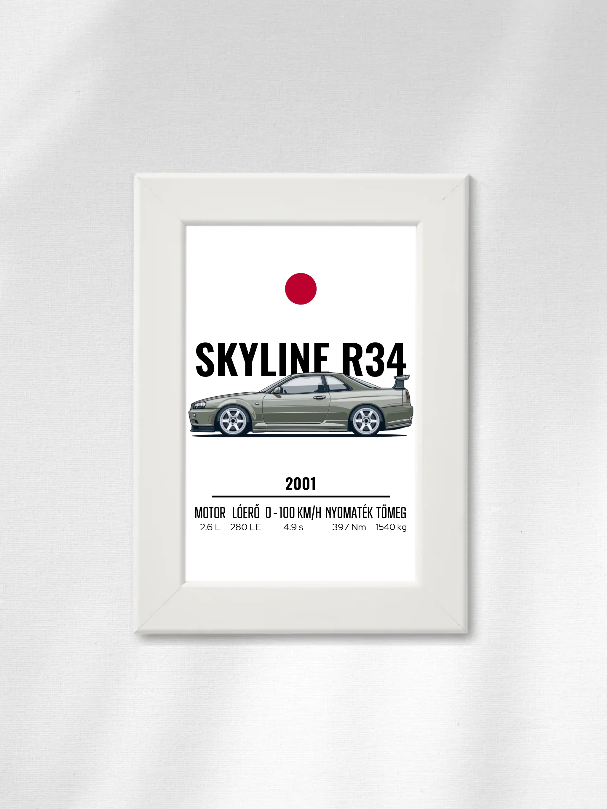 Autó illusztráció - Skyline R34 40. - Falikép
