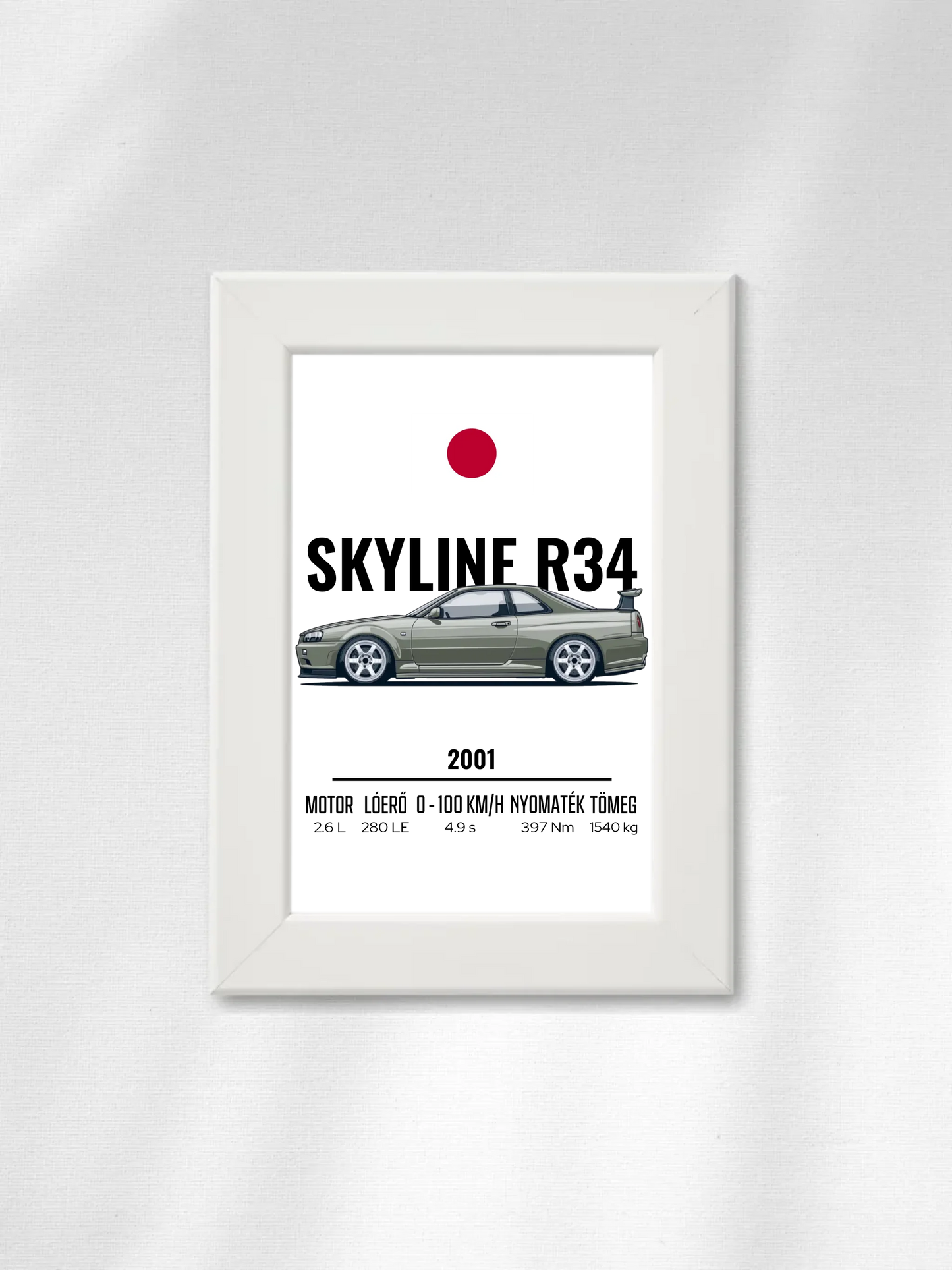 Autó illusztráció - Skyline R34 40. - Falikép