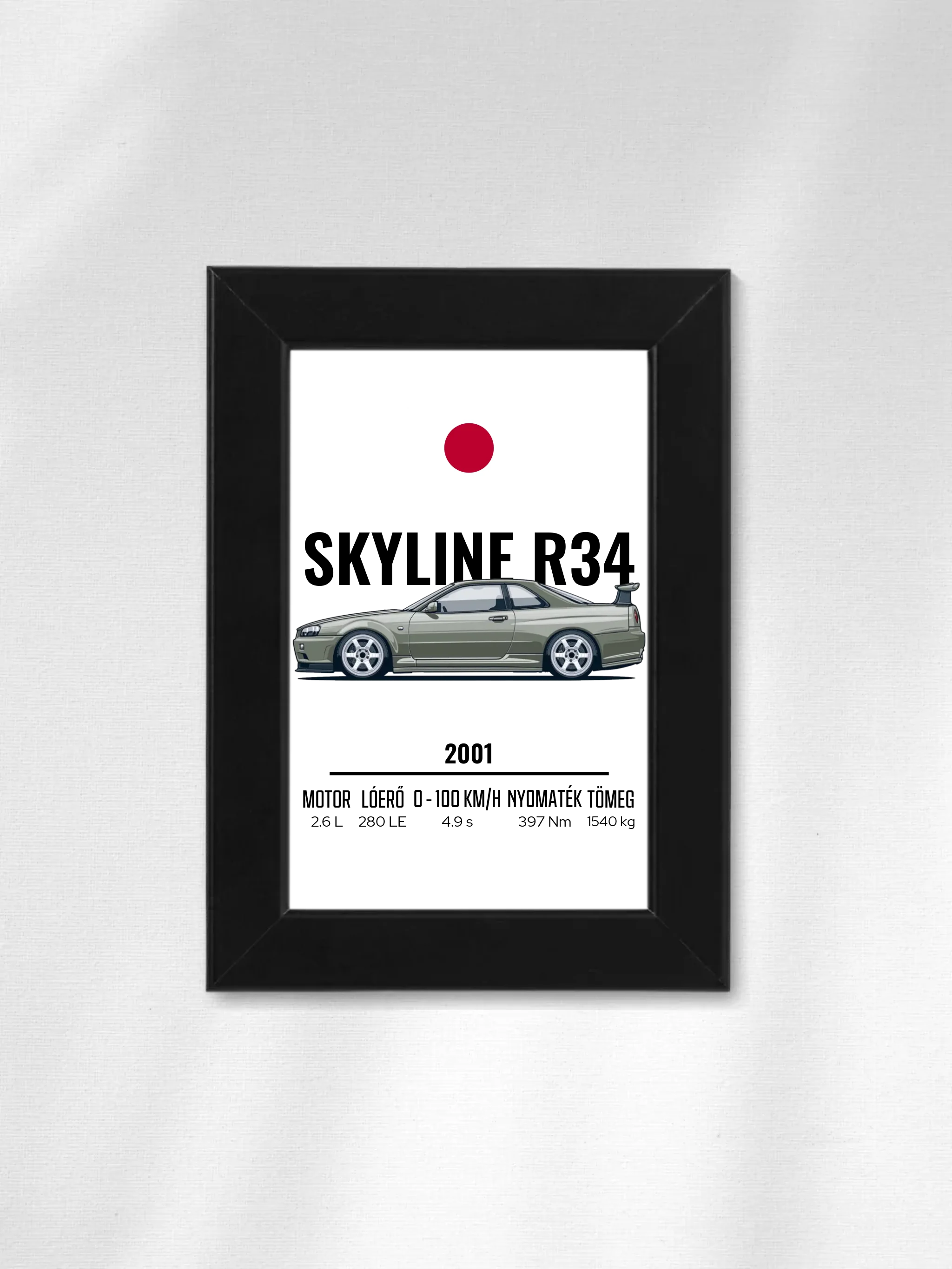 Autó illusztráció - Skyline R34 40. - Falikép