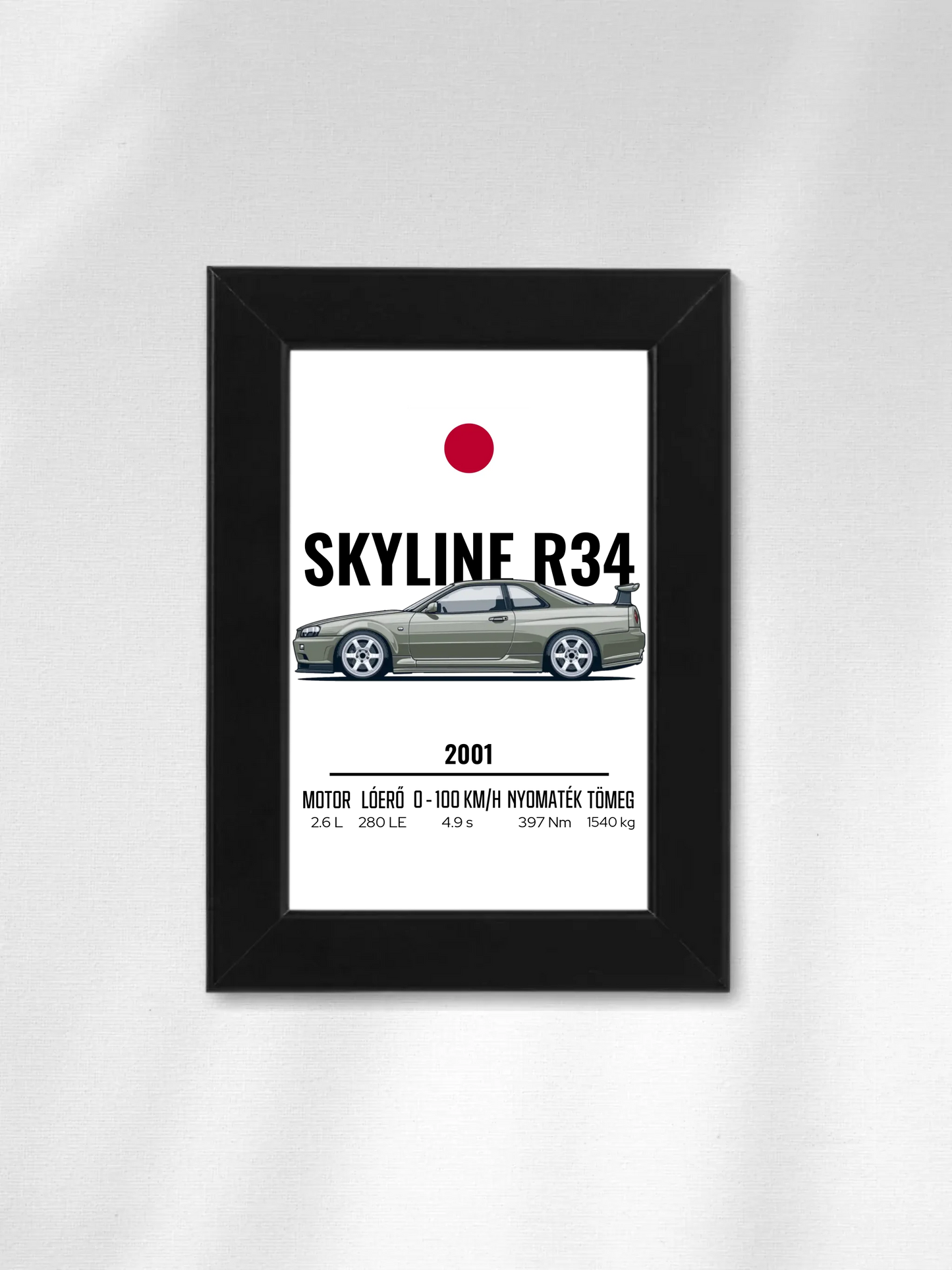 Autó illusztráció - Skyline R34 40. - Falikép