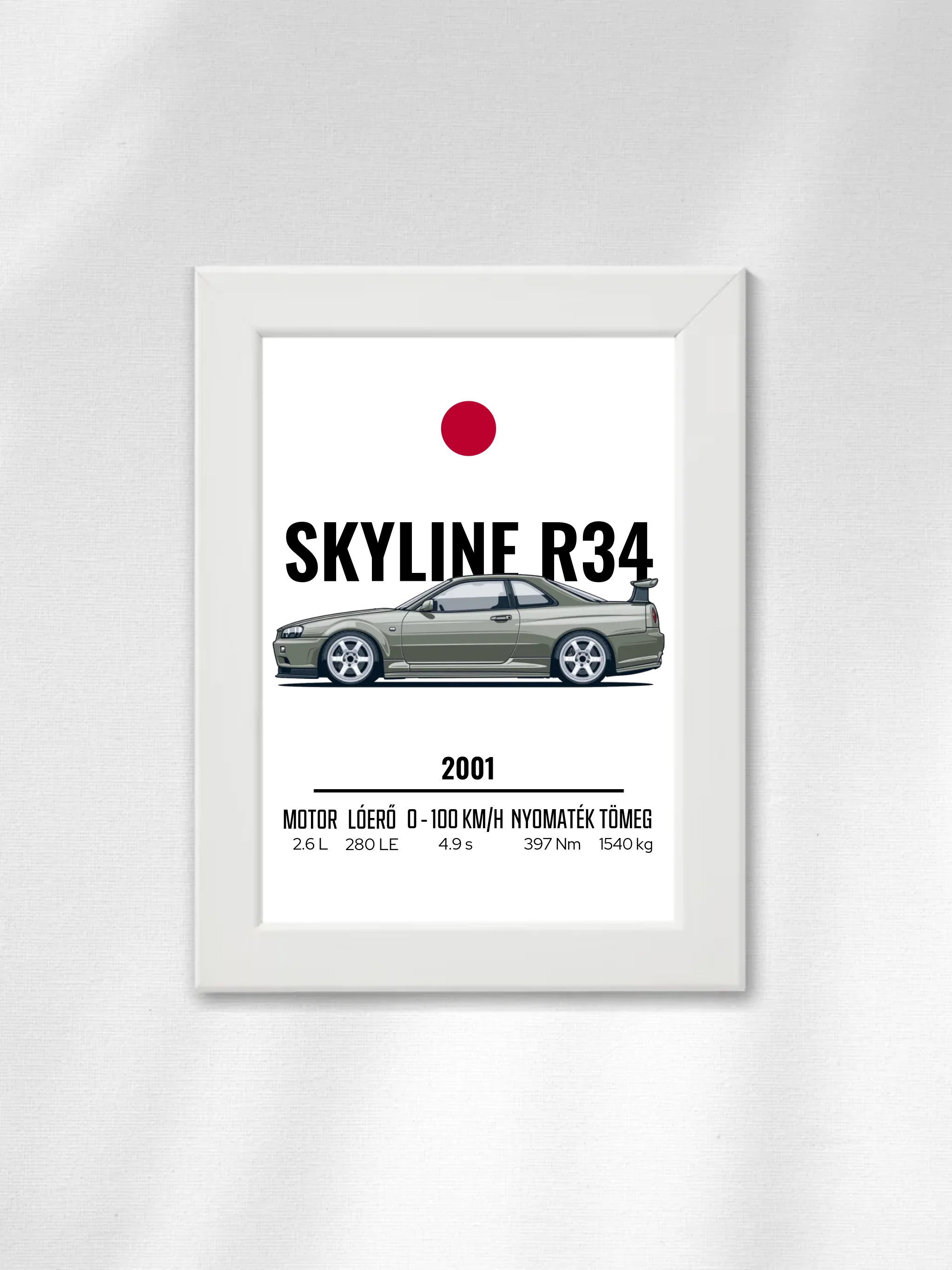 Autó illusztráció - Skyline R34 40. - Falikép