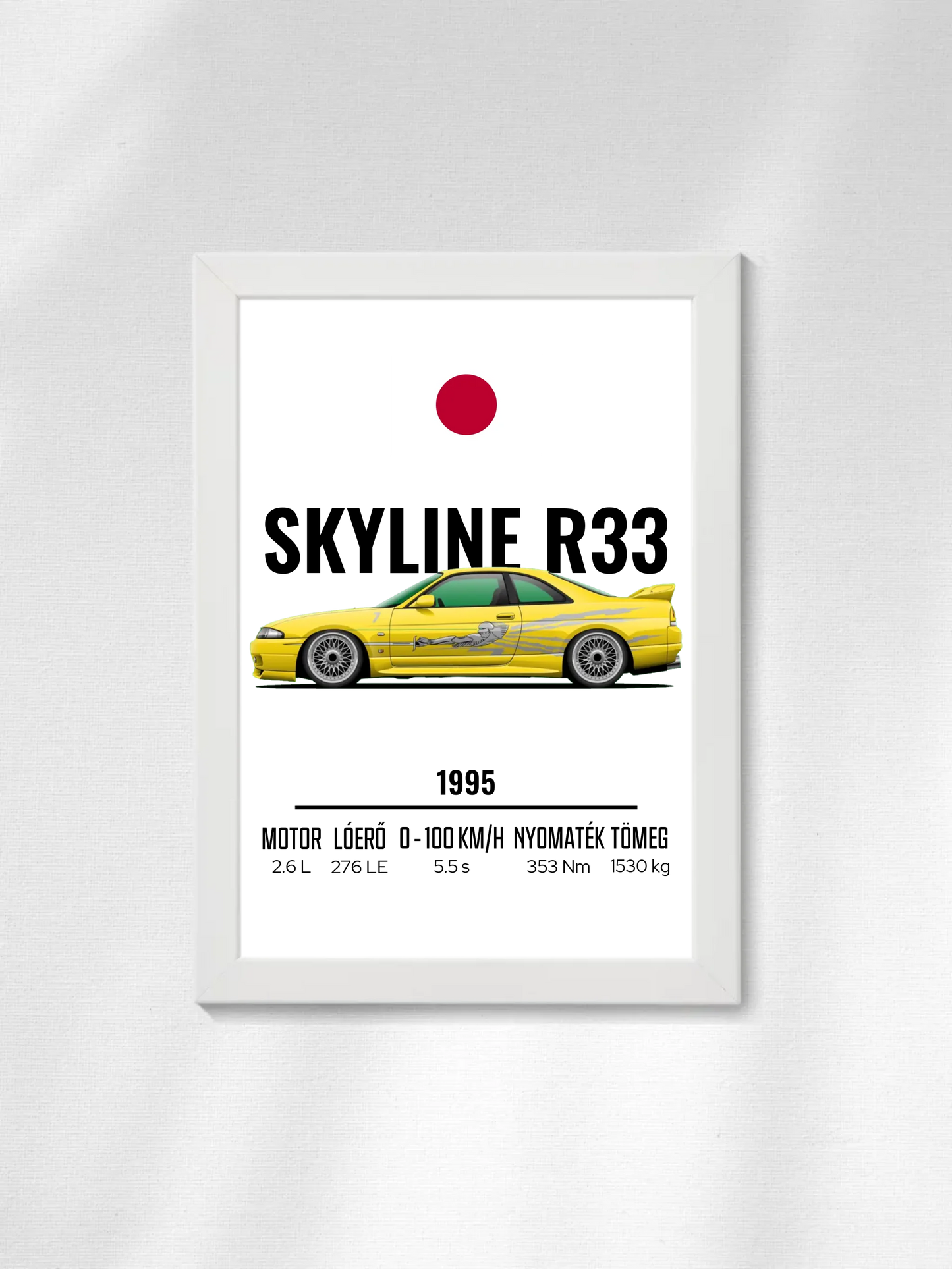 Autó illusztráció - Skyline R33 39. - Falikép