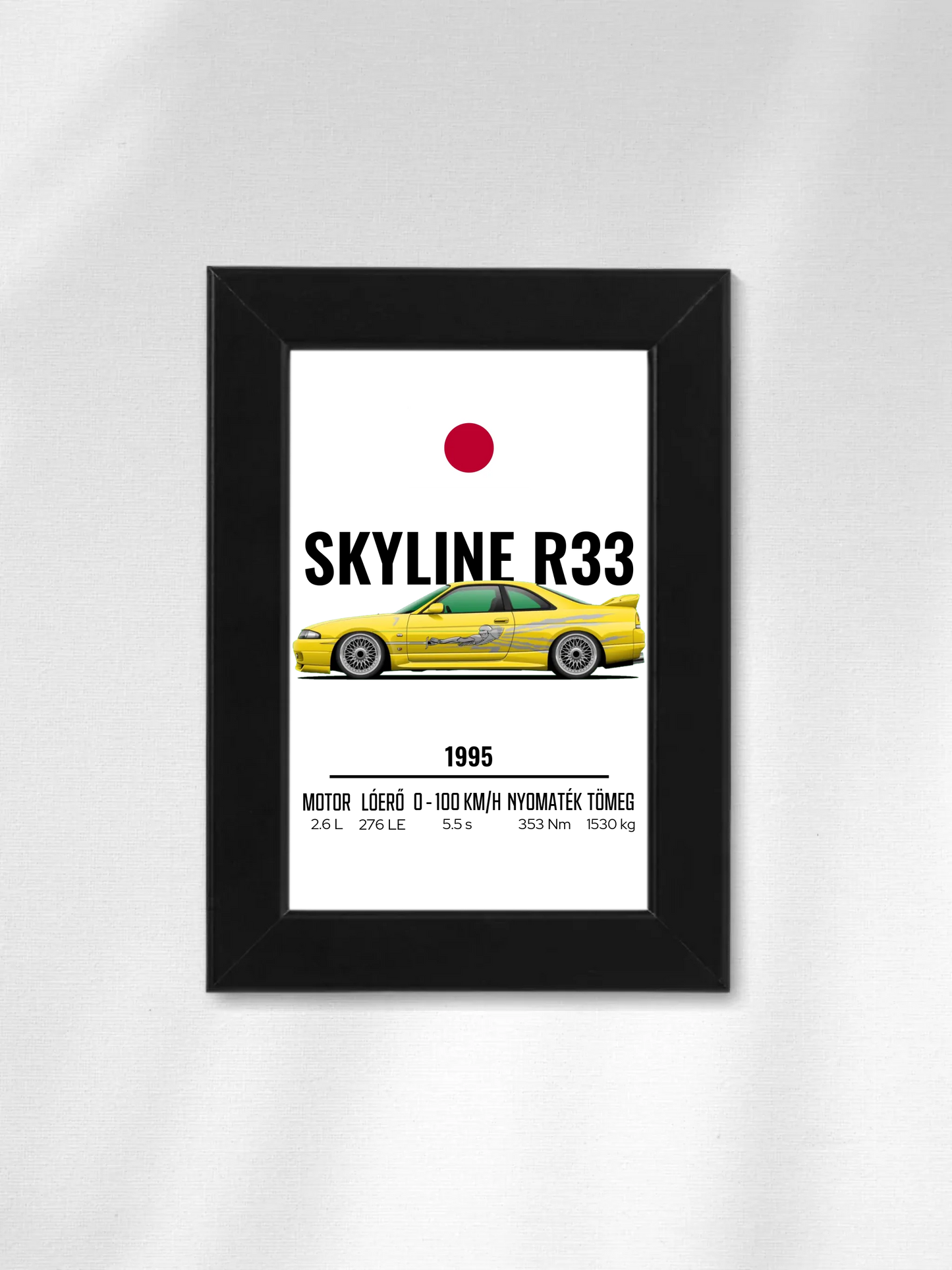 Autó illusztráció - Skyline R33 39. - Falikép