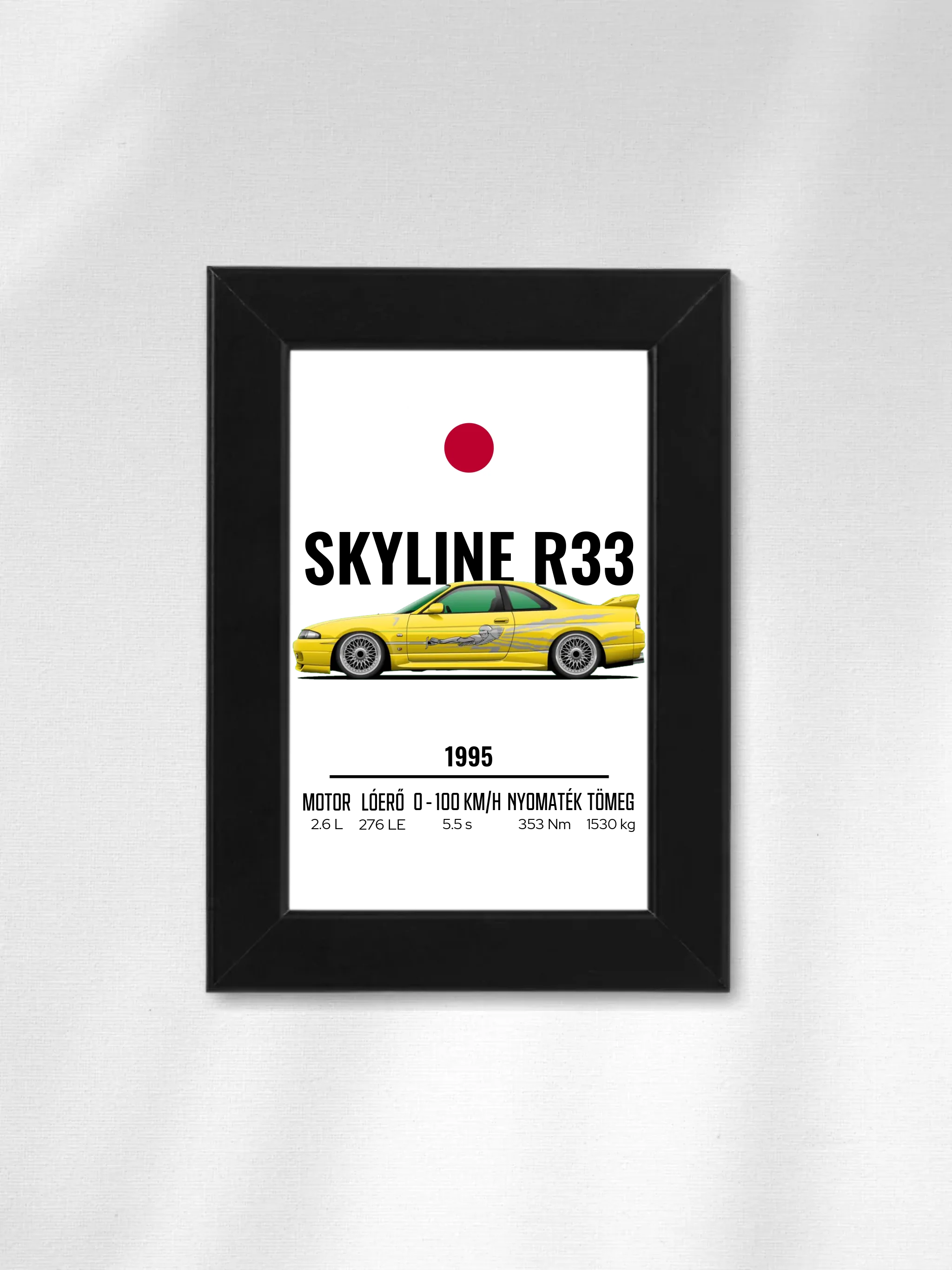 Autó illusztráció - Skyline R33 39. - Falikép