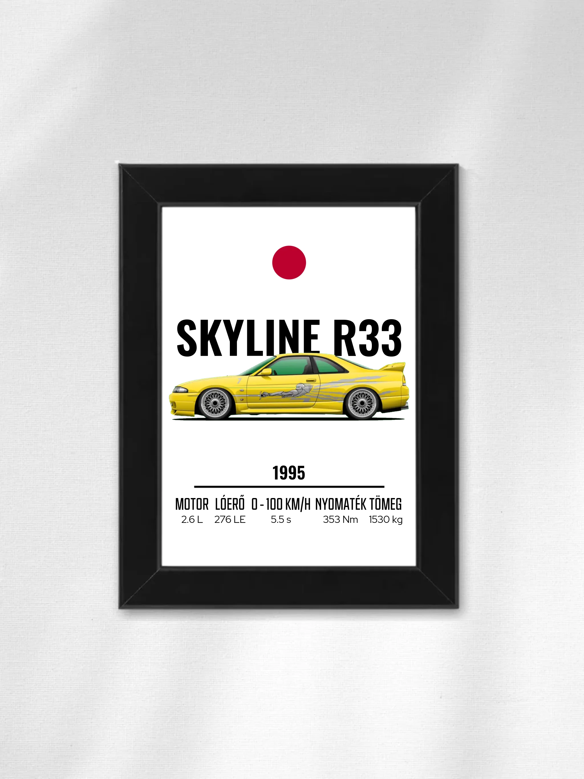 Autó illusztráció - Skyline R33 39. - Falikép