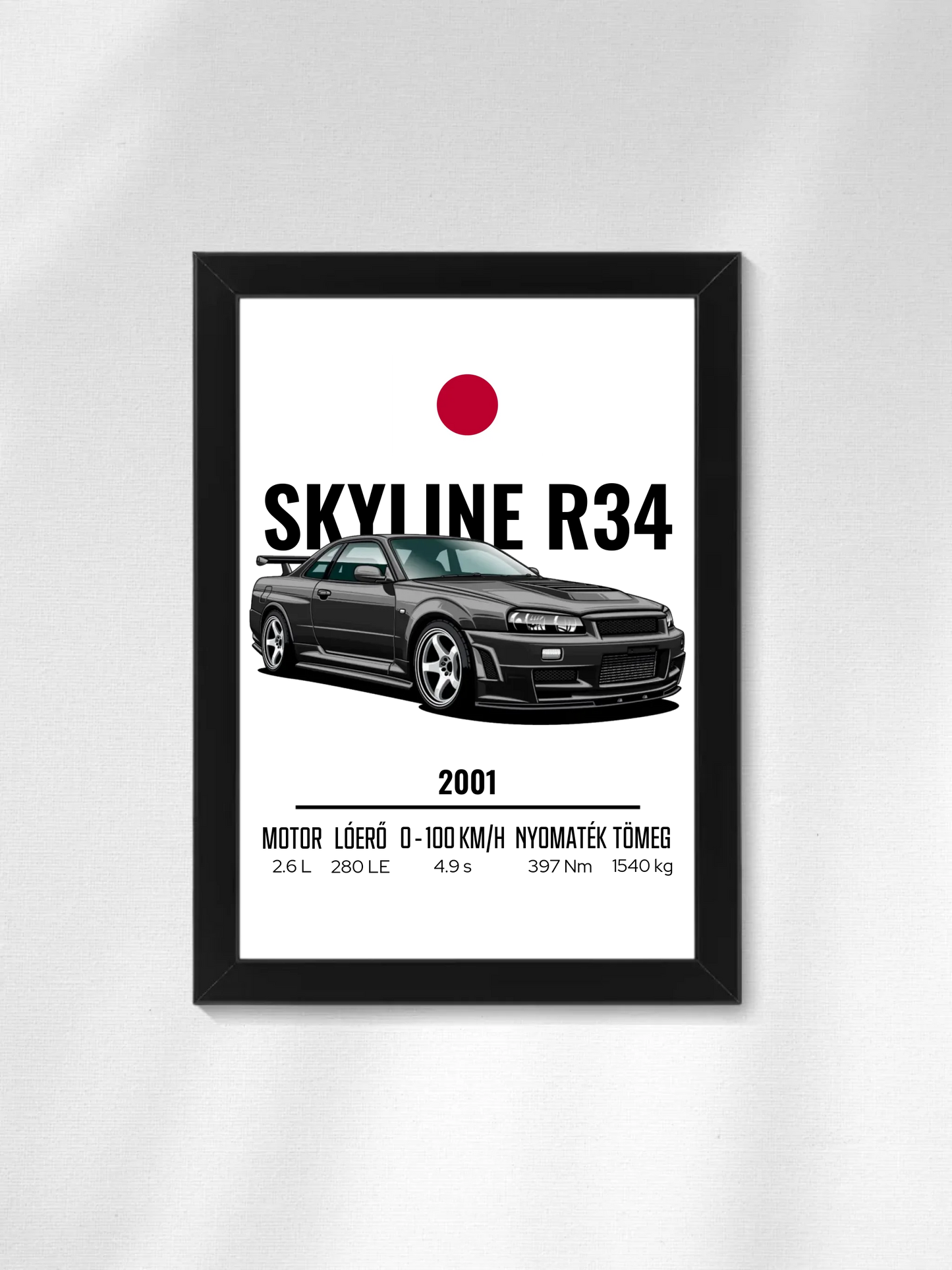 Autó illusztráció - Skyline R34 53. - Falikép