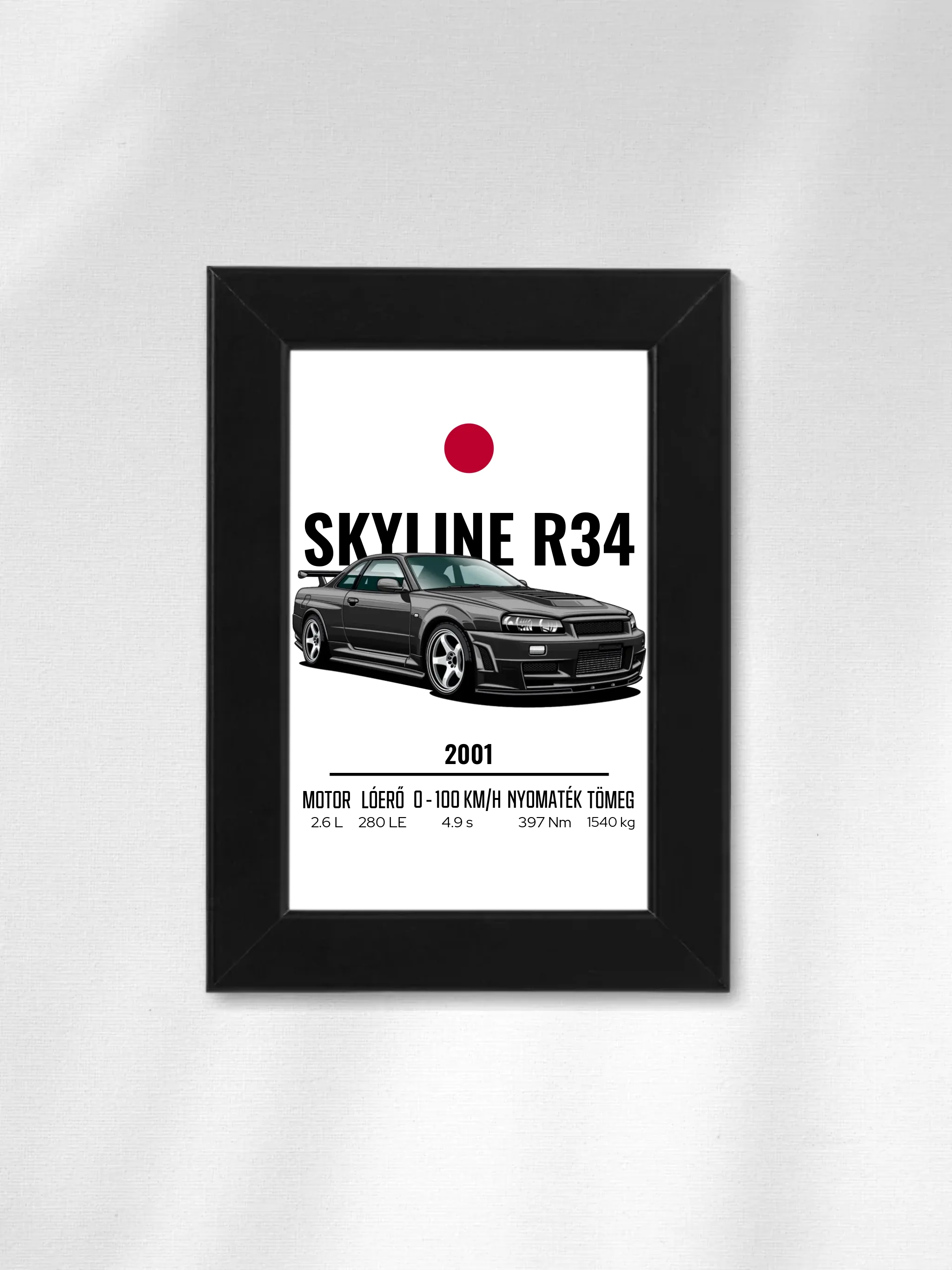 Autó illusztráció - Skyline R34 53. - Falikép
