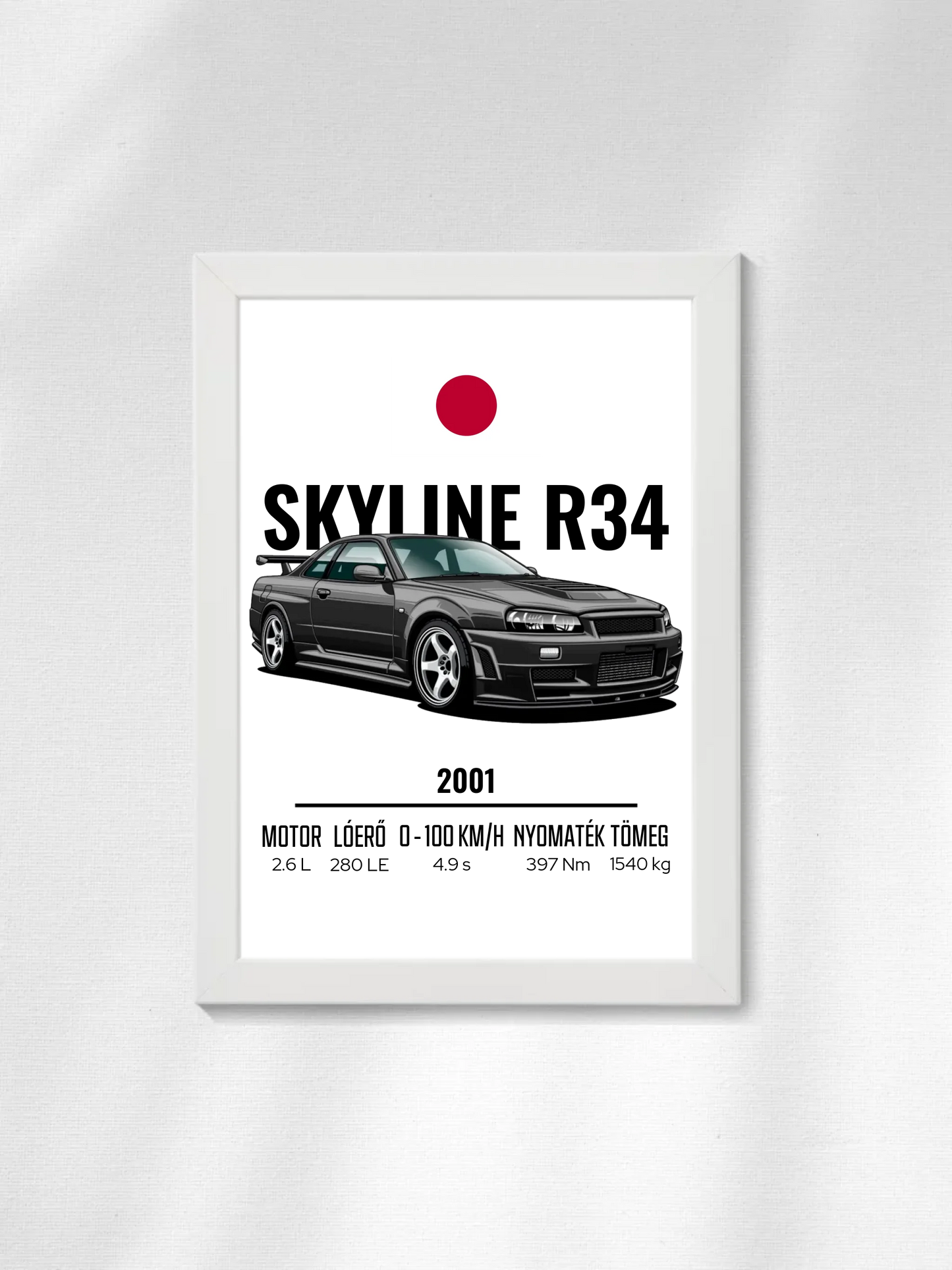 Autó illusztráció - Skyline R34 53. - Falikép