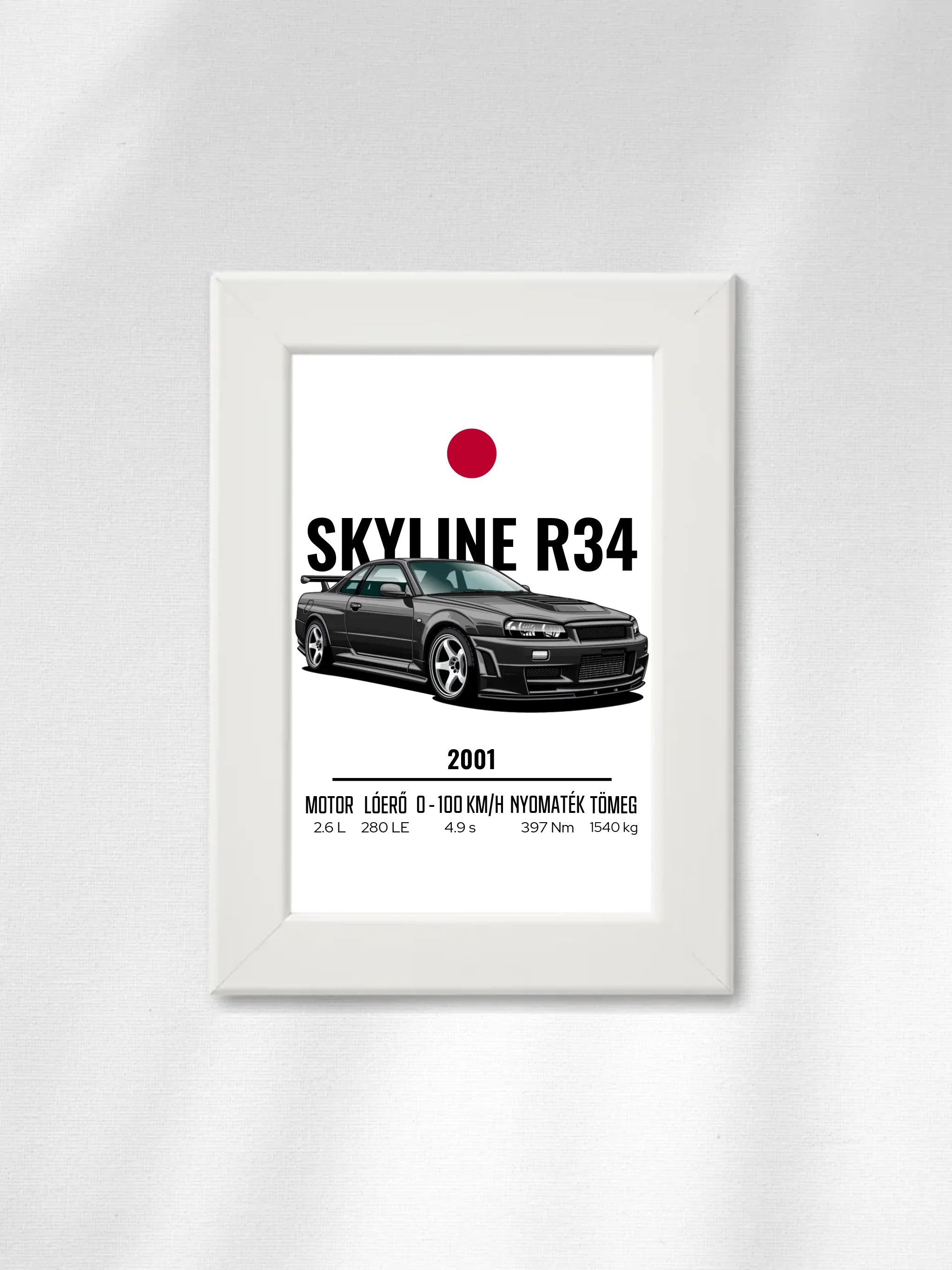 Autó illusztráció - Skyline R34 53. - Falikép