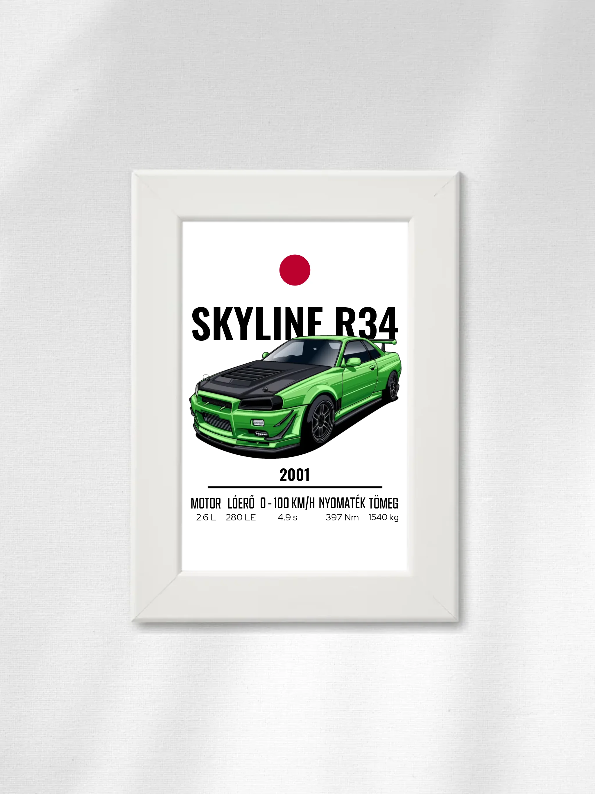 Autó illusztráció - Skyline R34 54. - Falikép