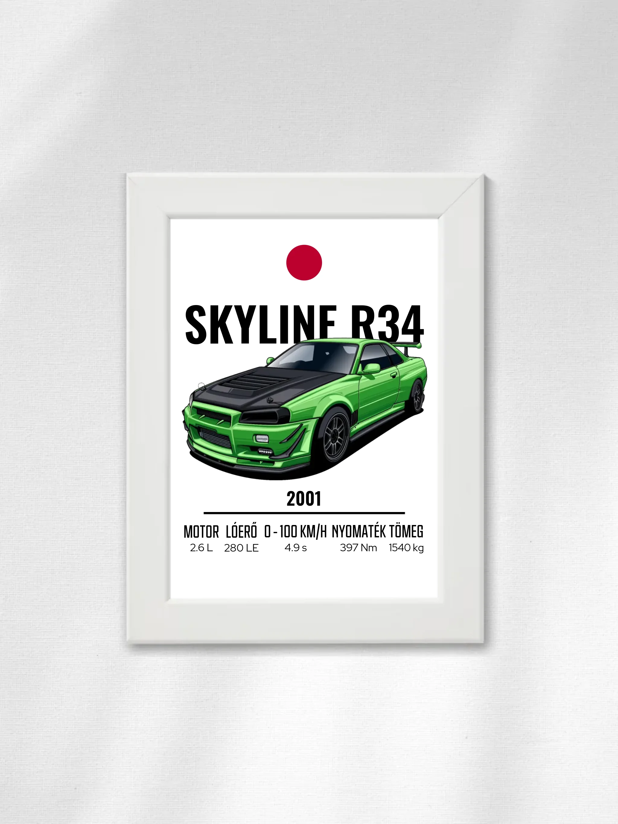 Autó illusztráció - Skyline R34 54. - Falikép