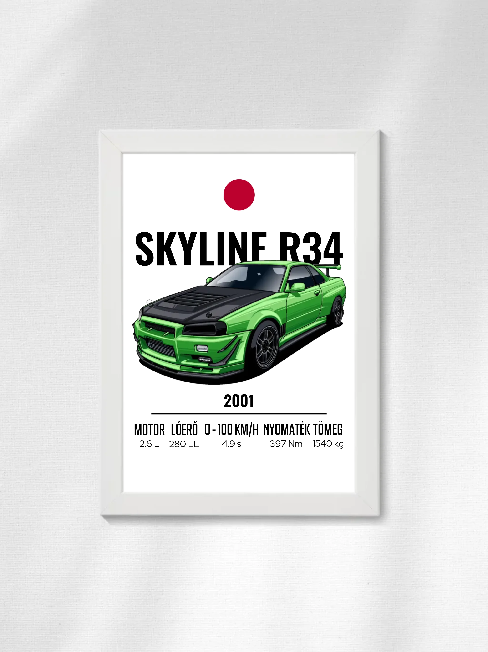 Autó illusztráció - Skyline R34 54. - Falikép