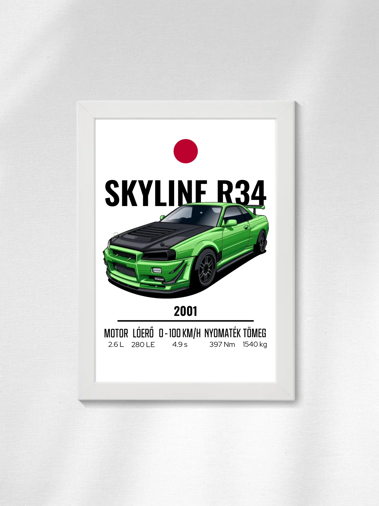 Autó illusztráció - Skyline R34 54. - Falikép