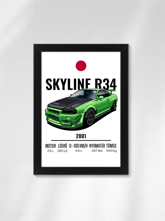 Autó illusztráció - Skyline R34 54. - Falikép