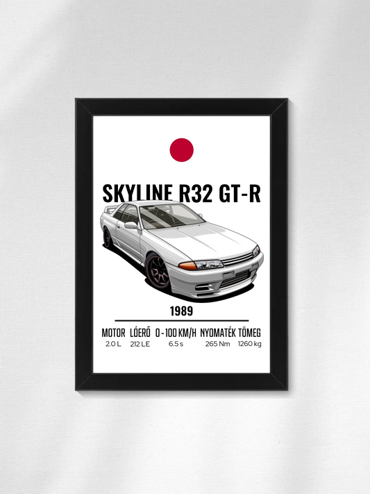 Autó illusztráció - Skyline R32 GT-R 55. - Falikép