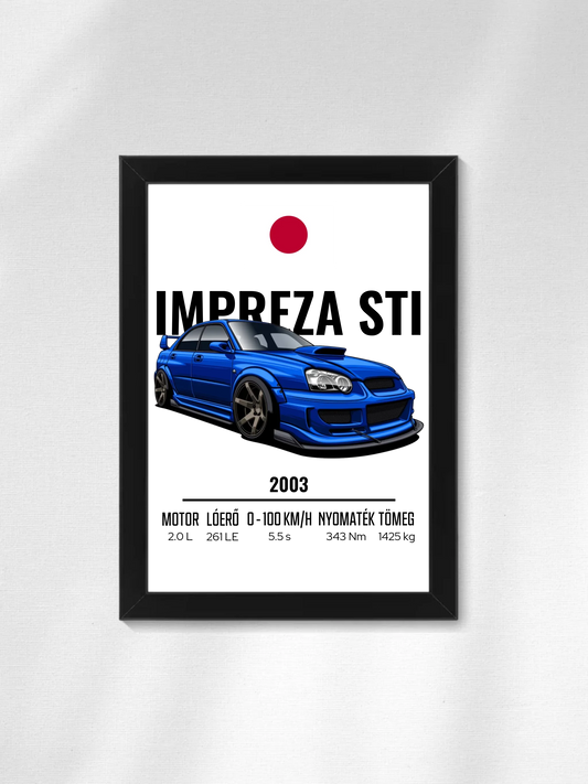 Autó illusztráció - Impreza STI 1. - Falikép