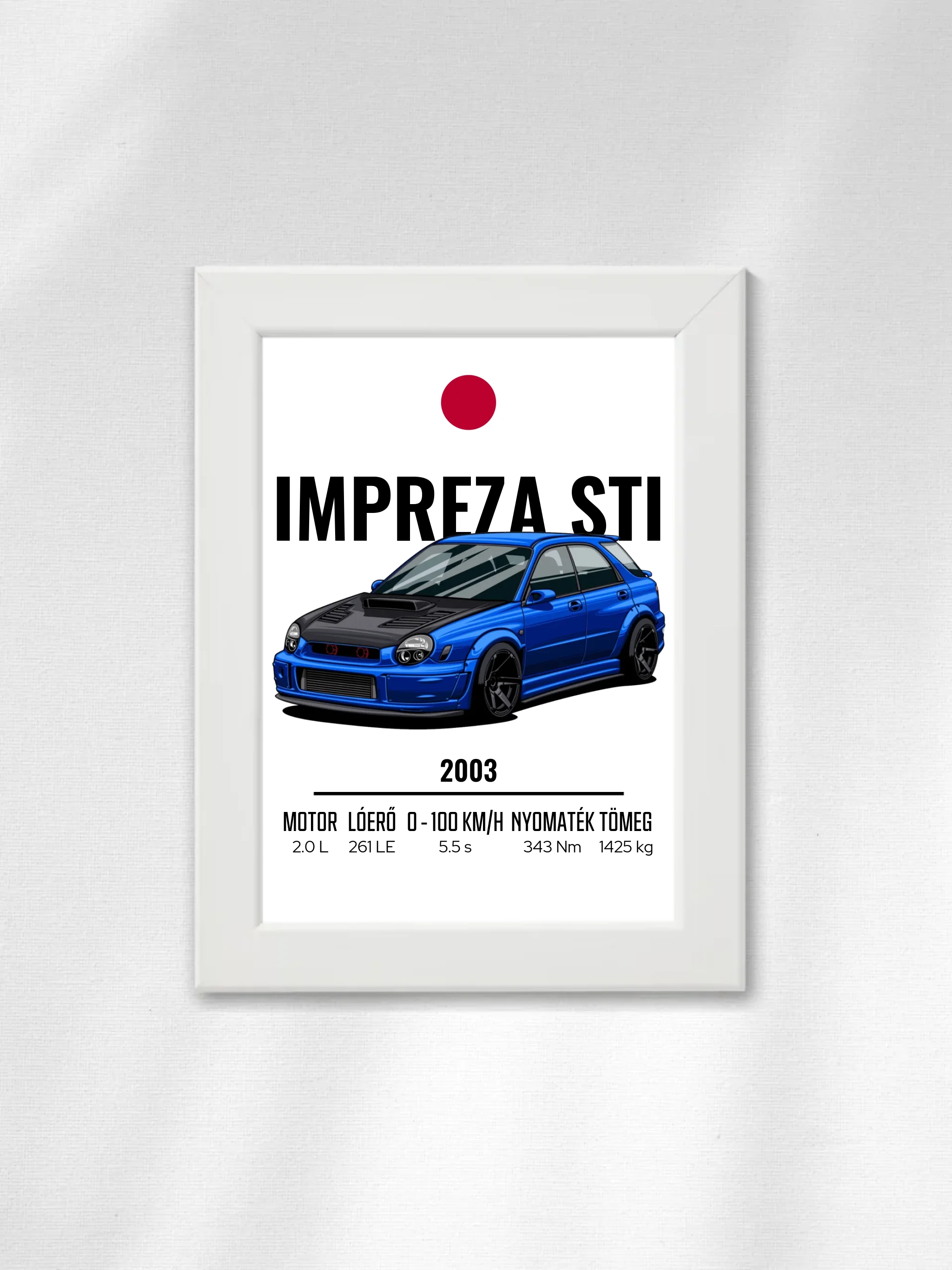 Autó illusztráció - Impreza STI 8. - Falikép