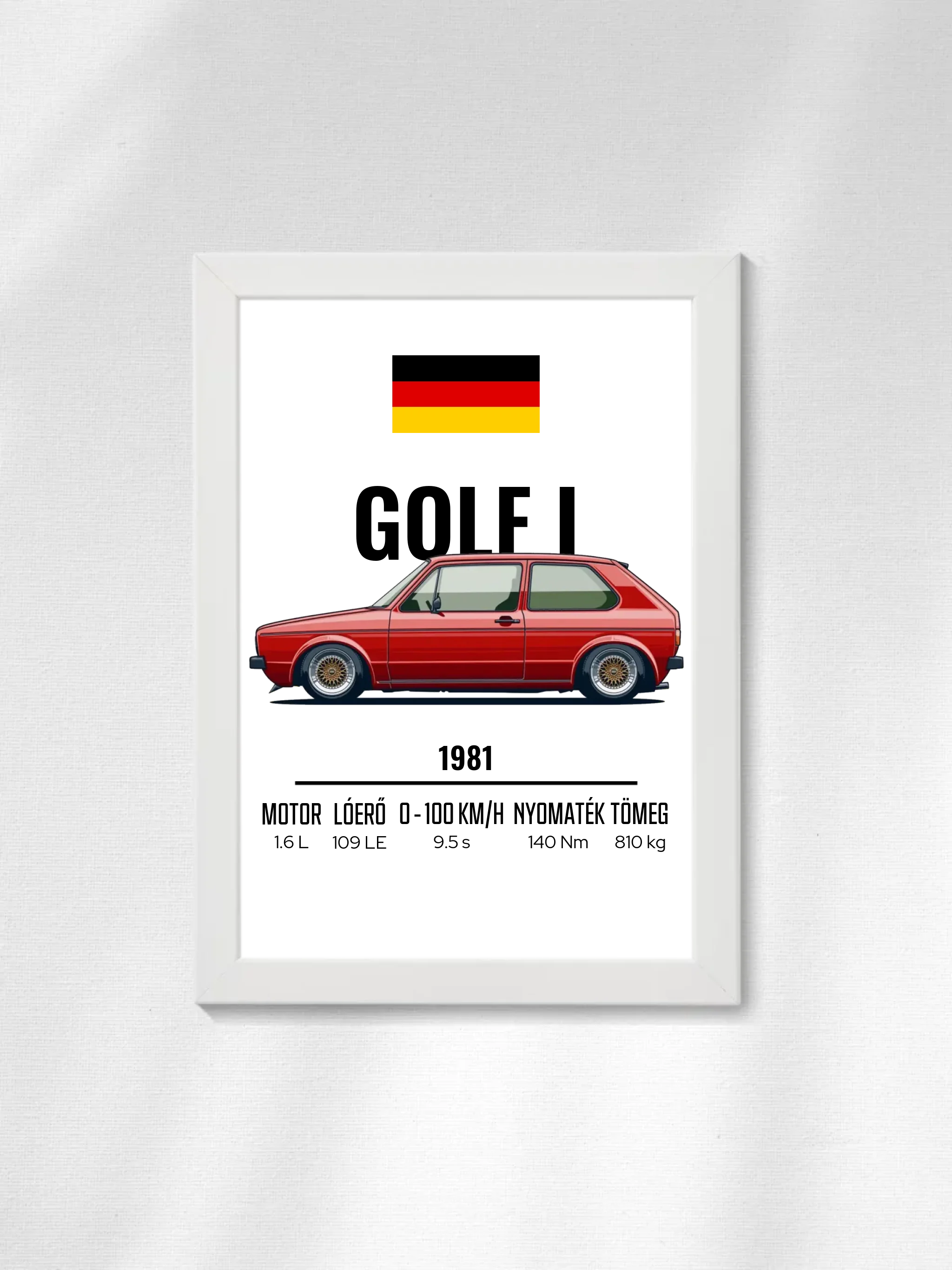 Autó illusztráció - Golf I 60. - Falikép
