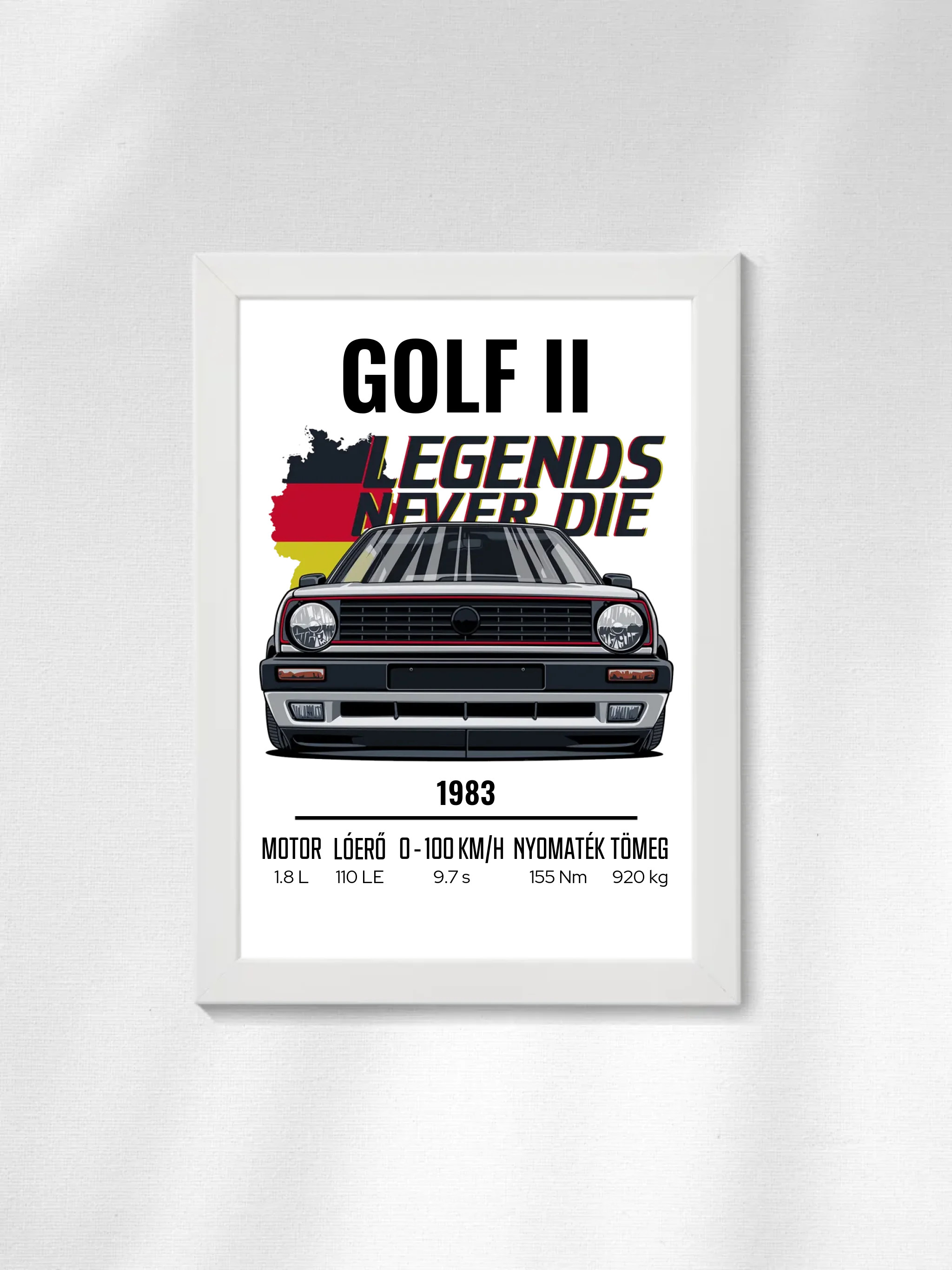 Autó illusztráció - Golf II 63. - Falikép