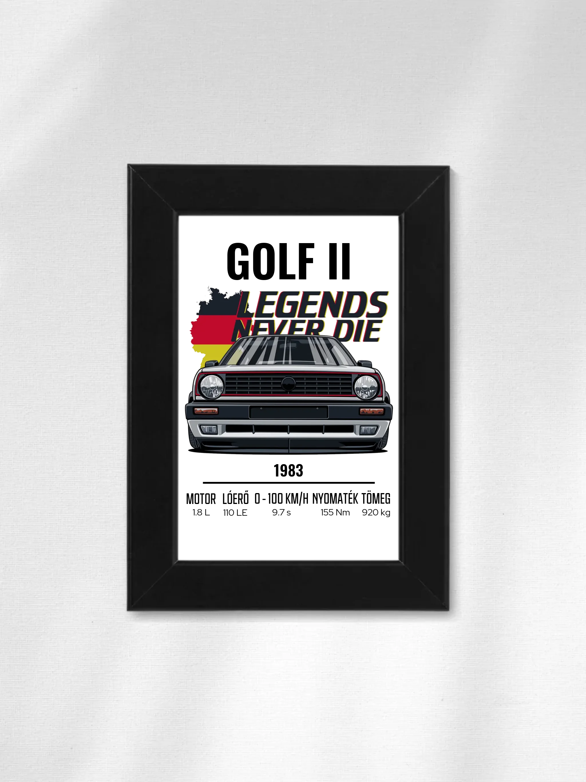 Autó illusztráció - Golf II 63. - Falikép