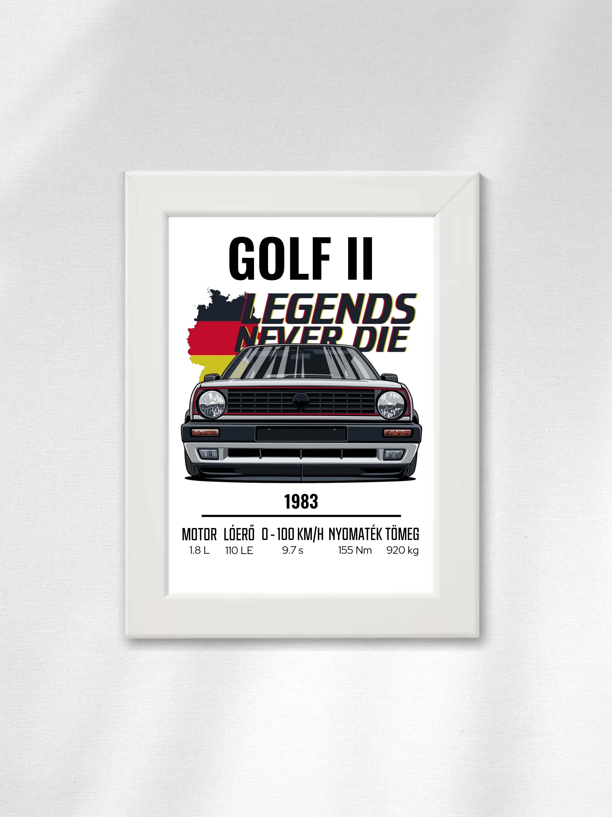 Autó illusztráció - Golf II 63. - Falikép