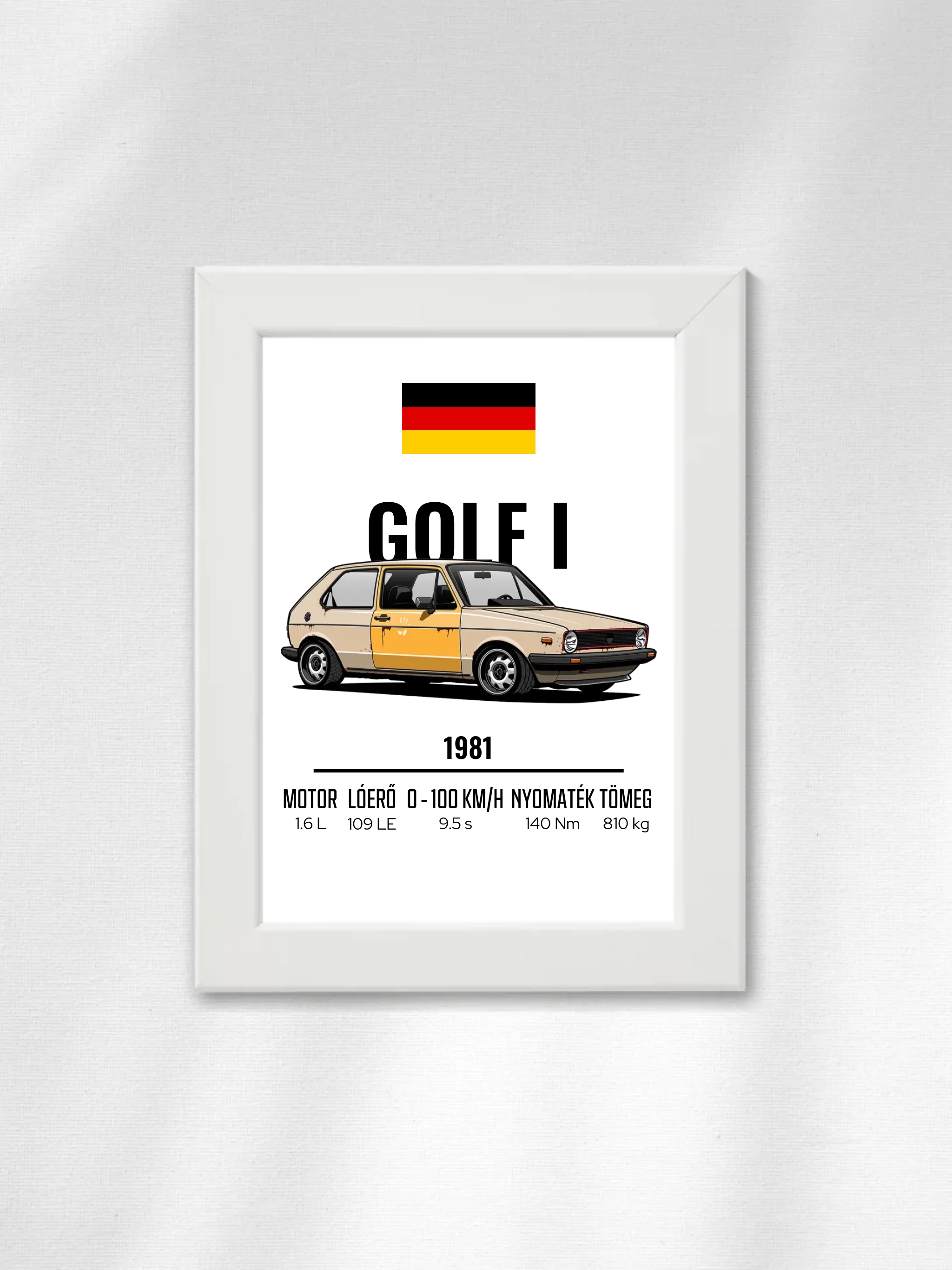 Autó illusztráció - Golf I 65. - Falikép