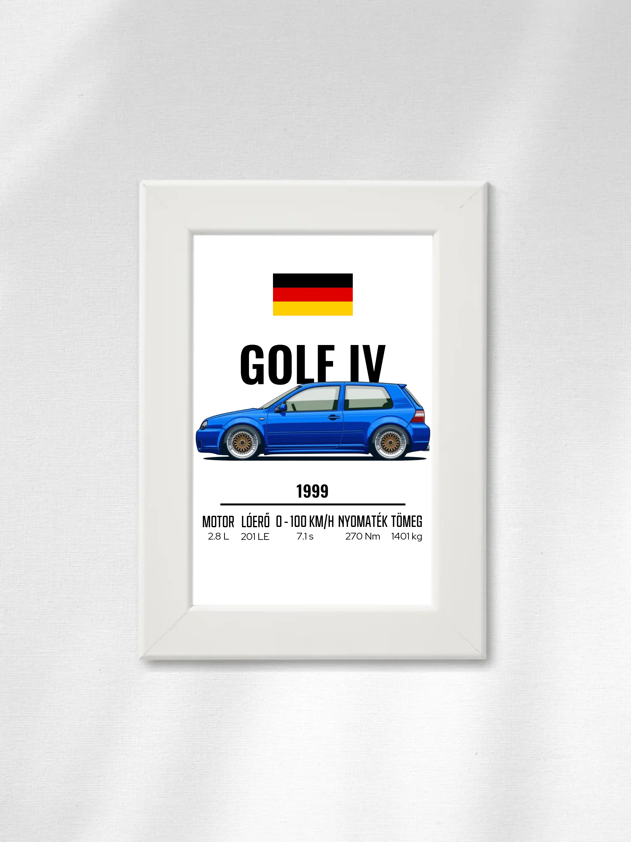 Autó illusztráció - Golf IV 66. - Falikép