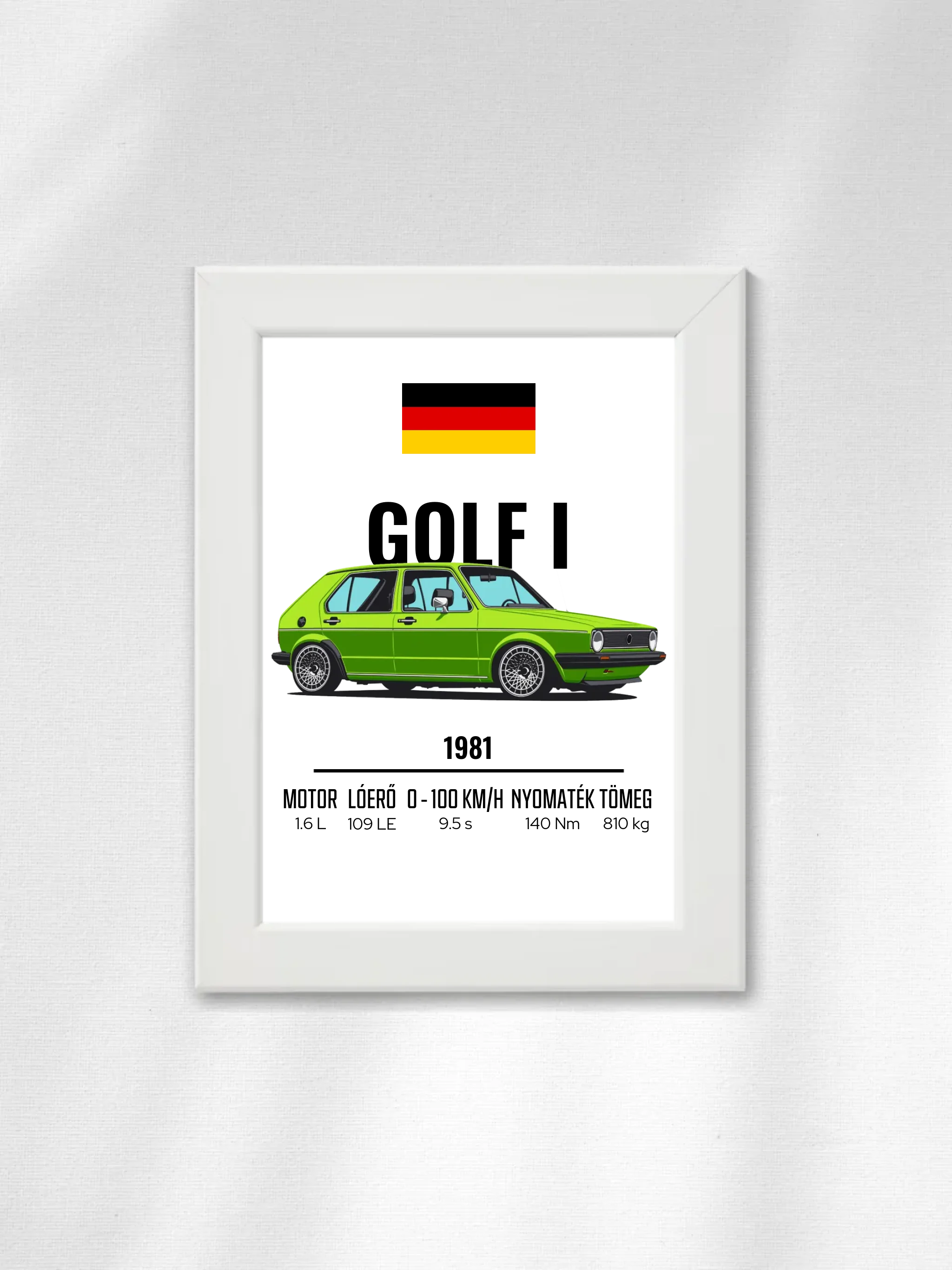 Autó illusztráció - Golf I 67. - Falikép