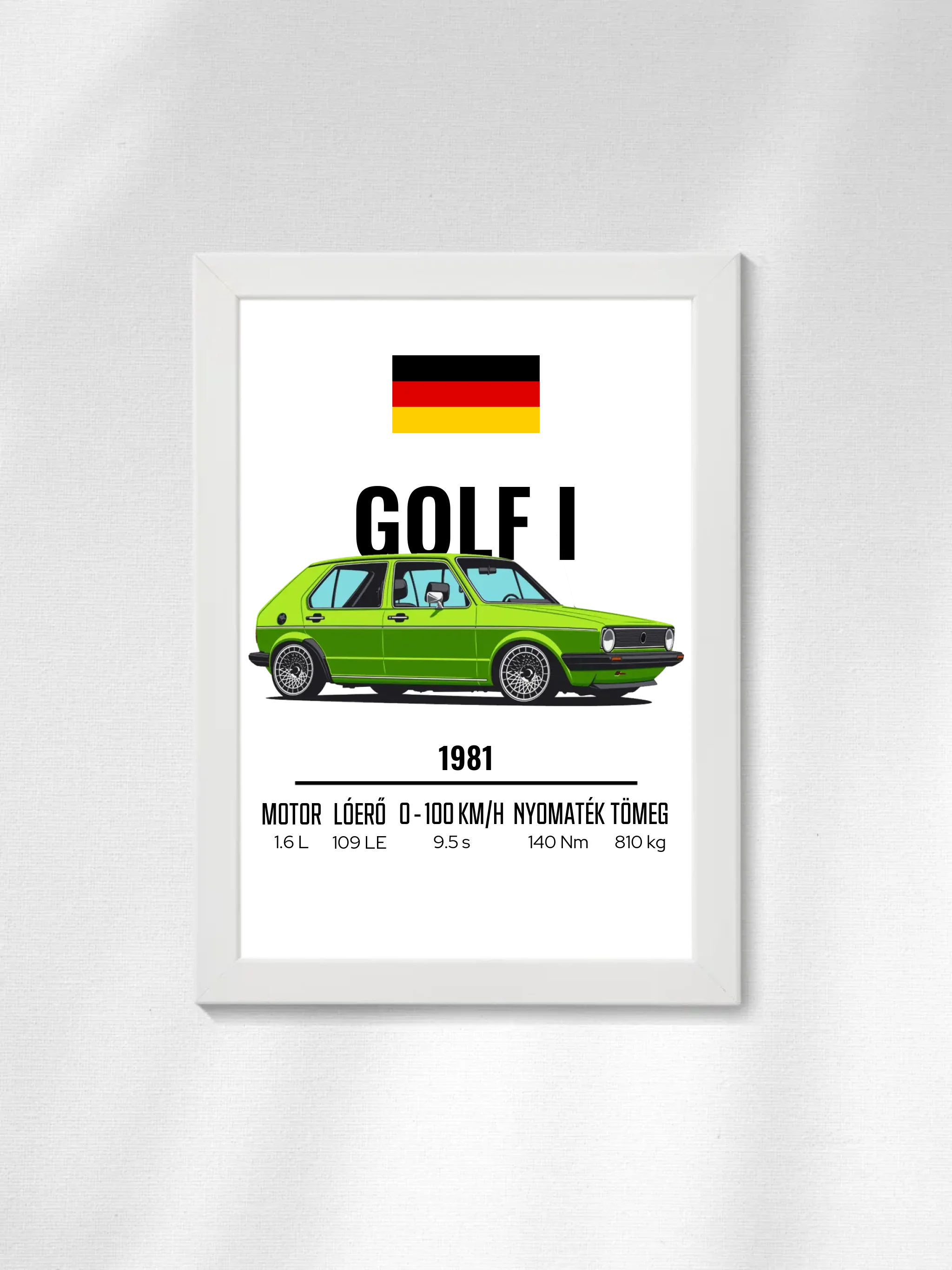 Autó illusztráció - Golf I 67. - Falikép